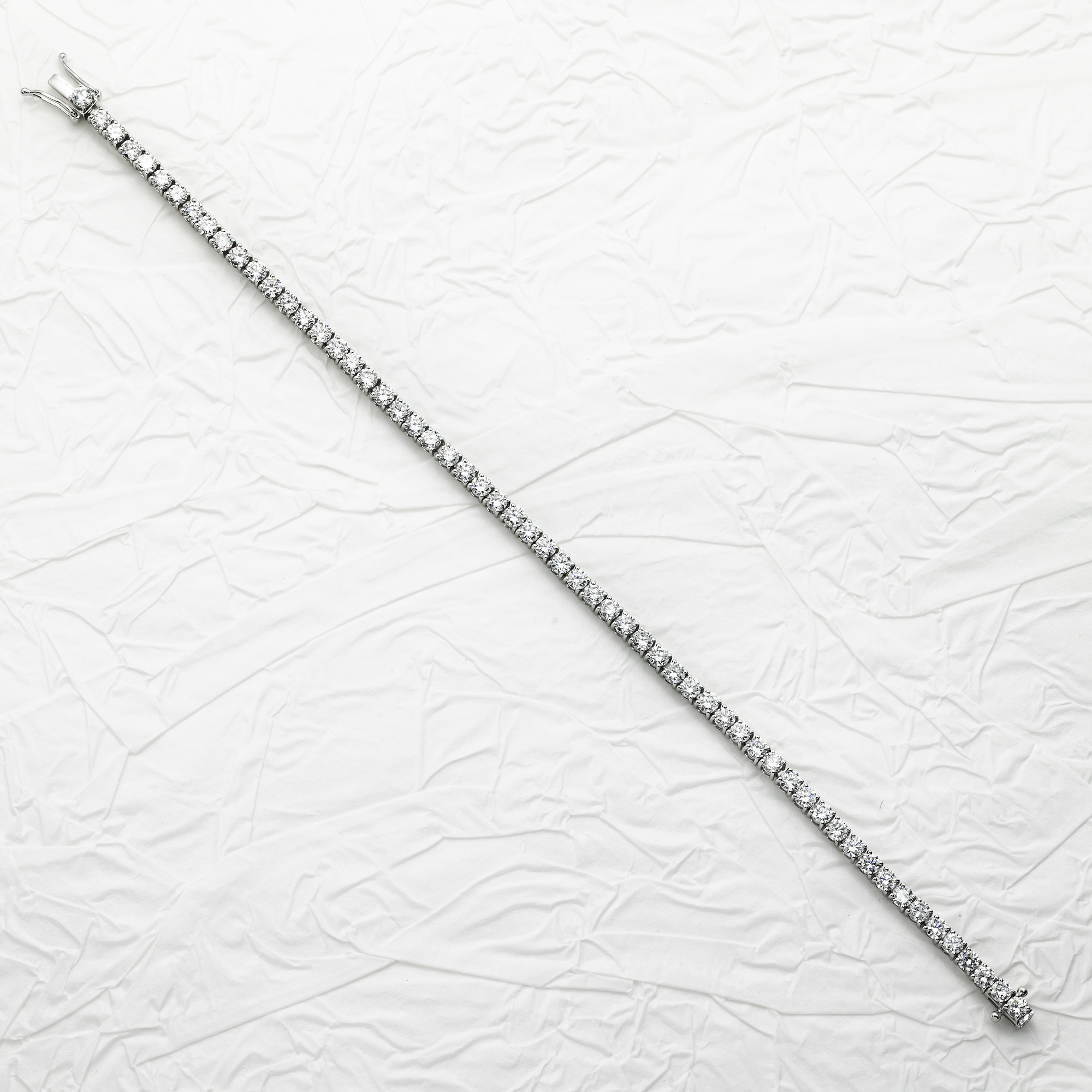 White Gold Round Cut Diamond Tennis Bracelet 4.97ct (6.5"-8.5")