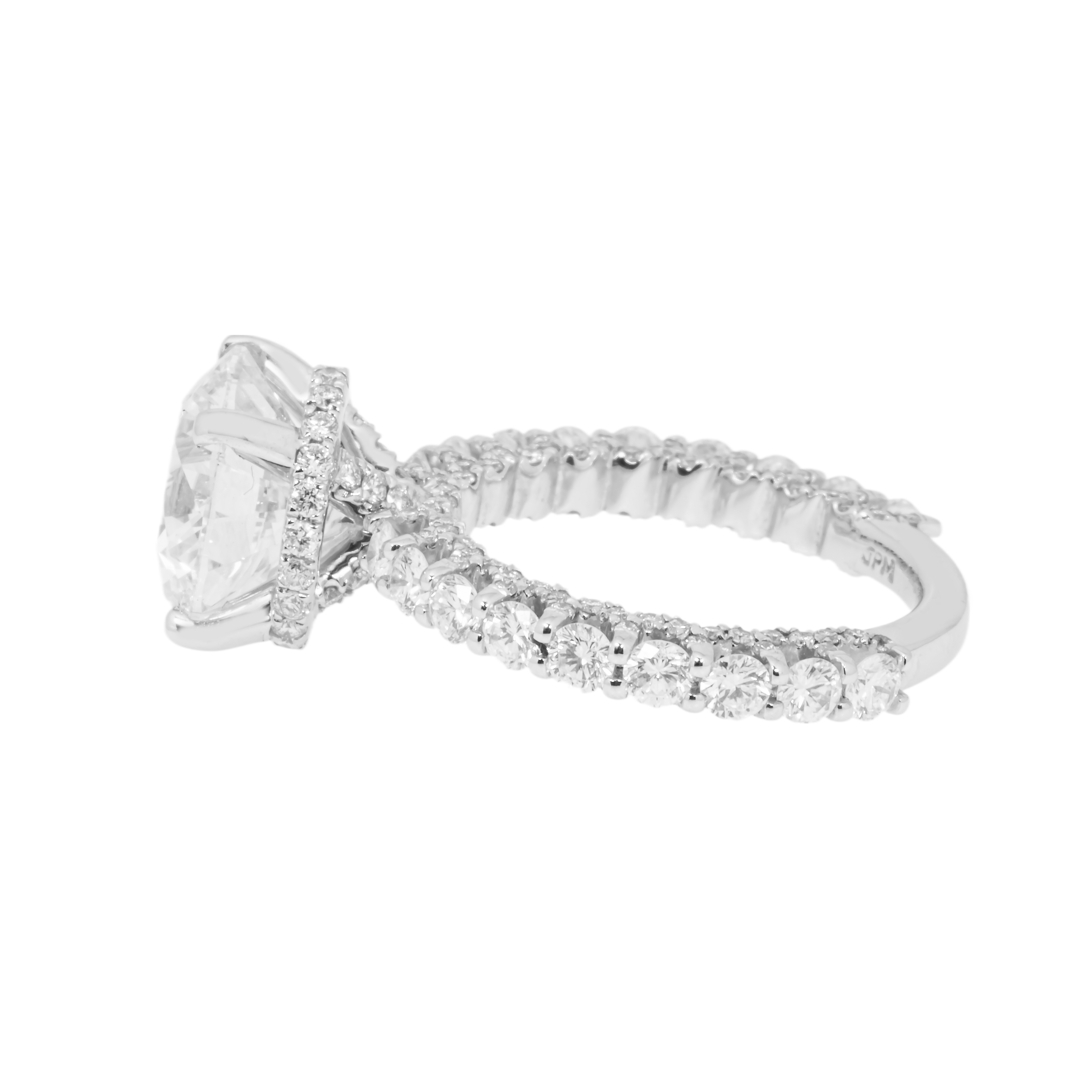 18K White Gold 5Ct Round Diamond Engagement Ring 7.02Ctw Bridal