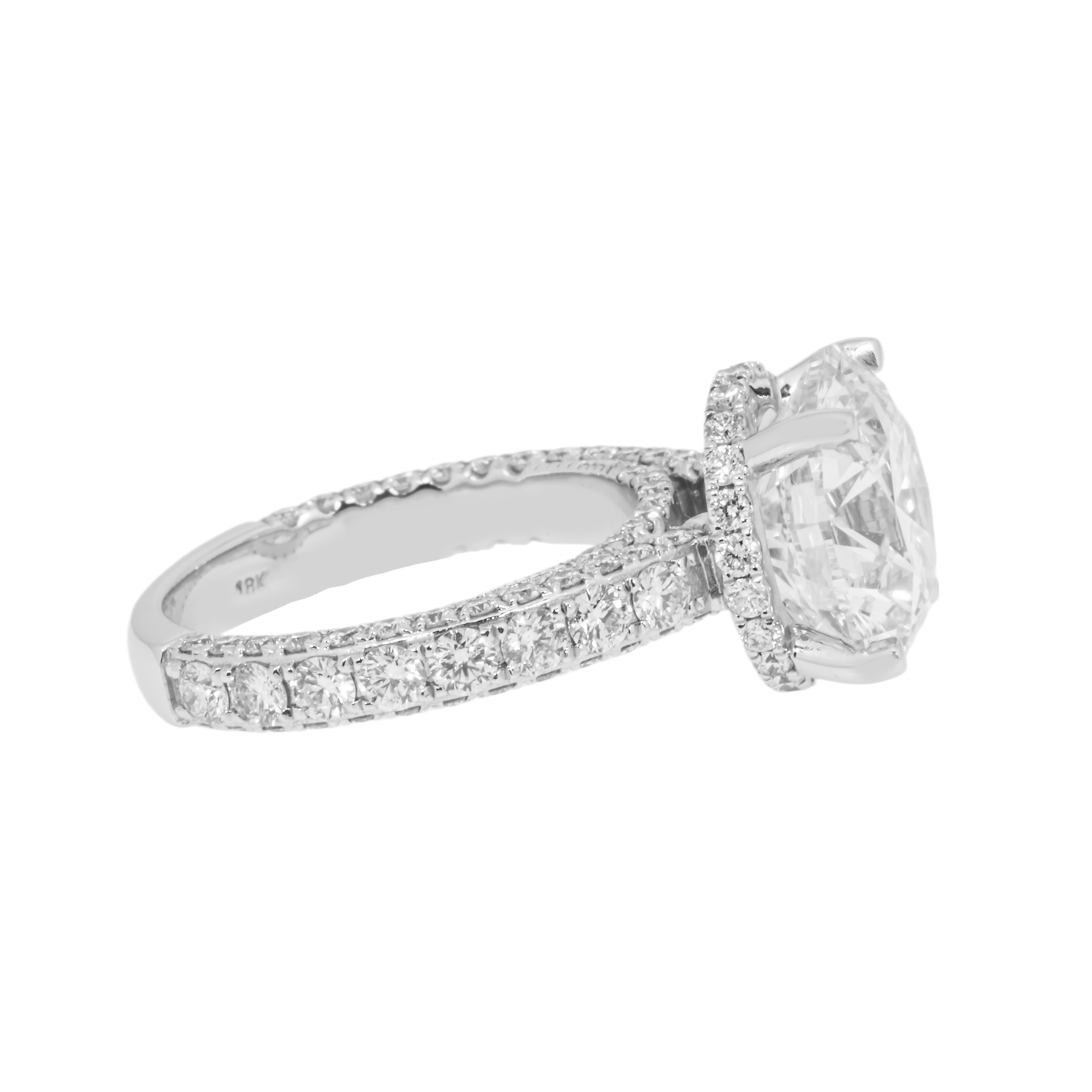 18K White Gold 6.42Ct Round Cut Diamond Engagement Ring 8.29Ctw Bridal