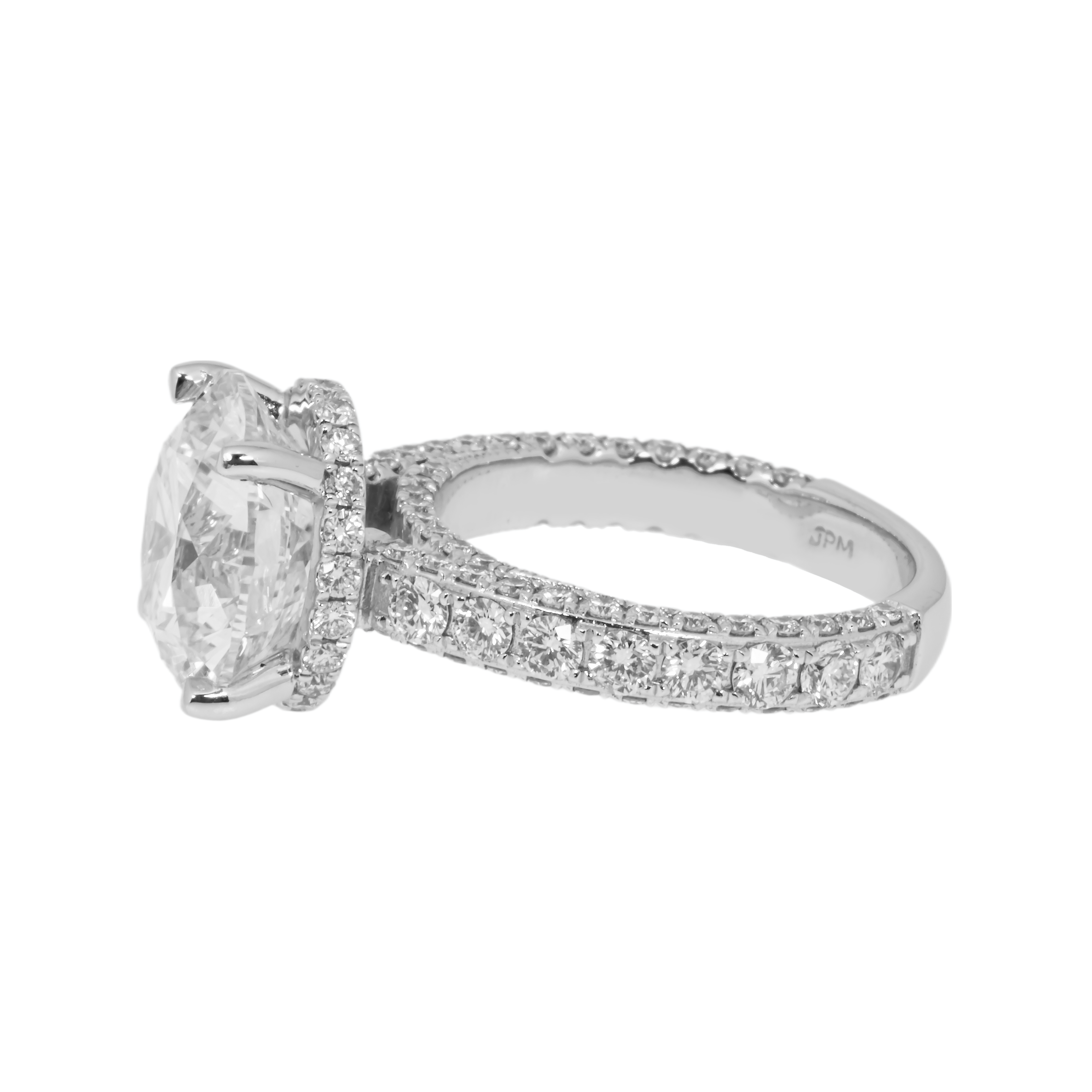 18K White Gold 6.42Ct Round Cut Diamond Engagement Ring 8.29Ctw Bridal