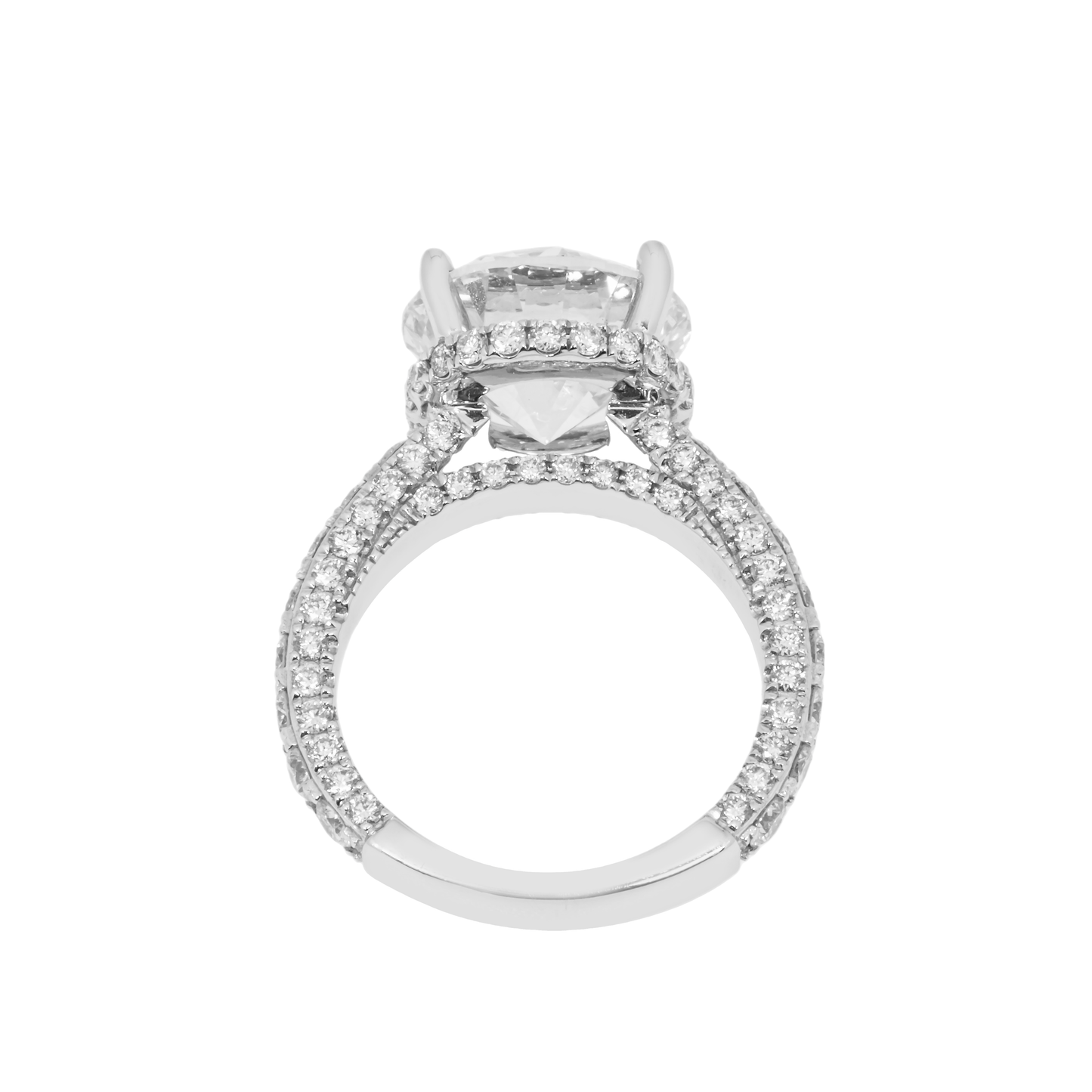 18K White Gold 6.42ct Round Cut Diamond Engagement Ring 8.29ctw