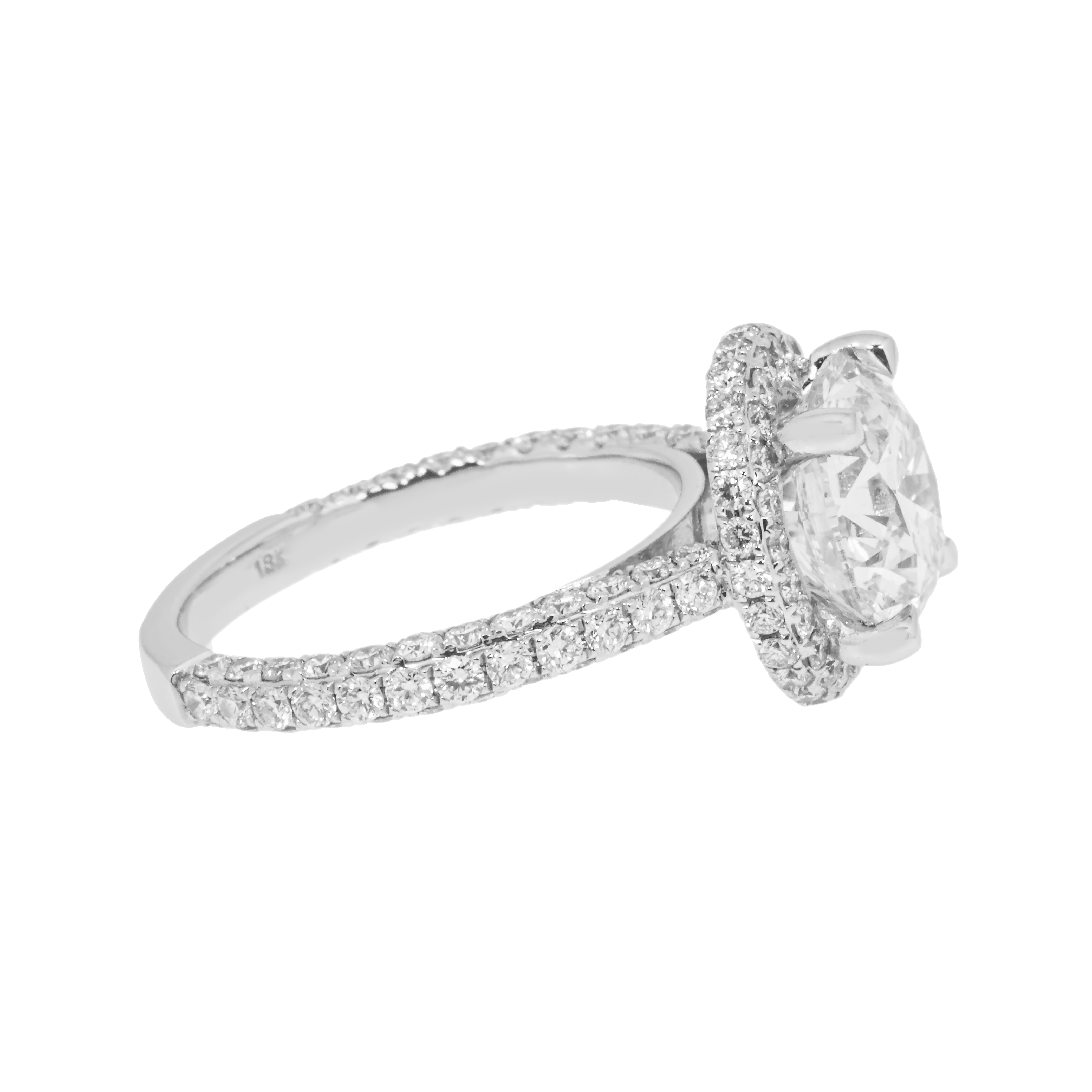 28K White Gold 3.50Ct Round Diamond Engagement Ring 4.98Ctw Bridal
