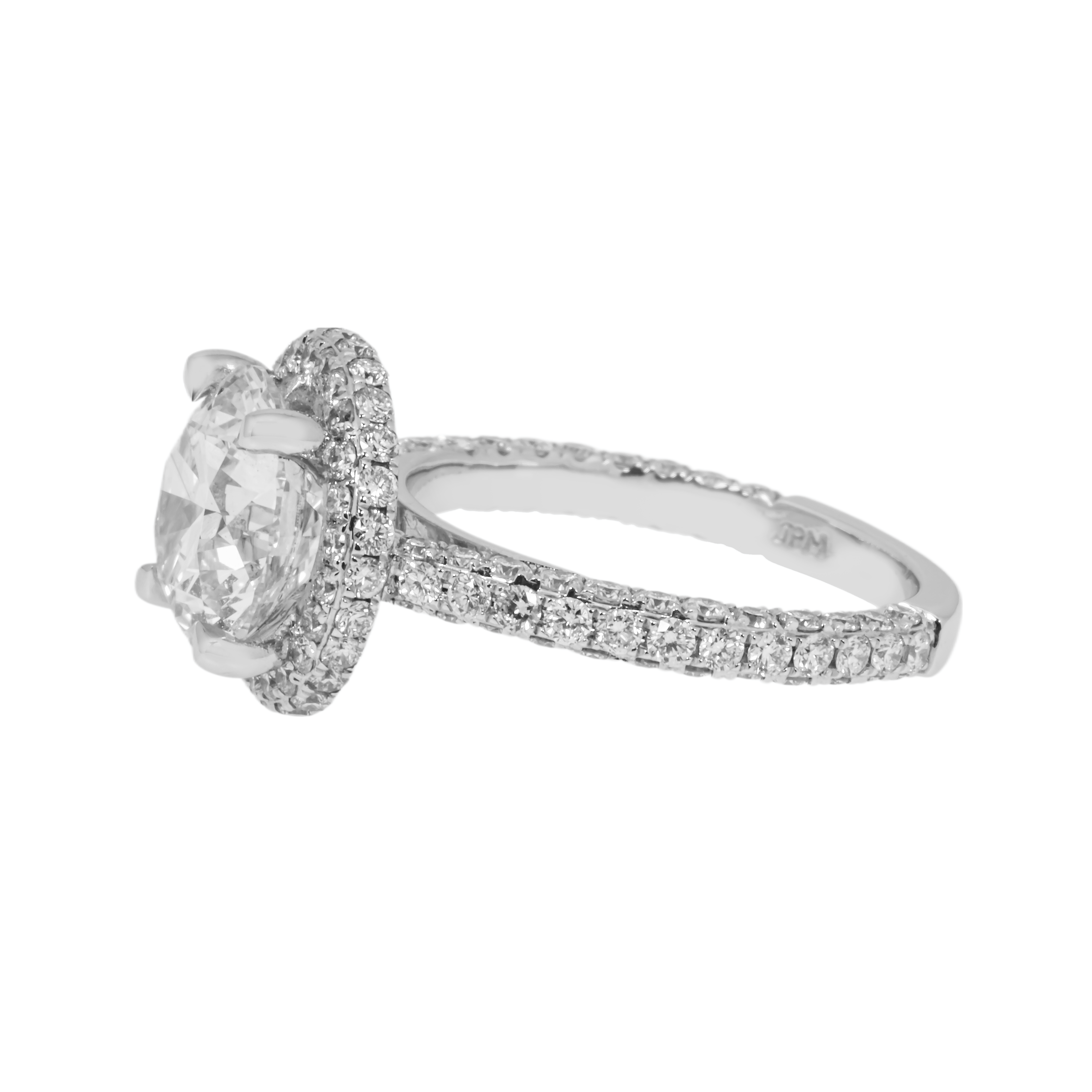 28K White Gold 3.50Ct Round Diamond Engagement Ring 4.98Ctw Bridal