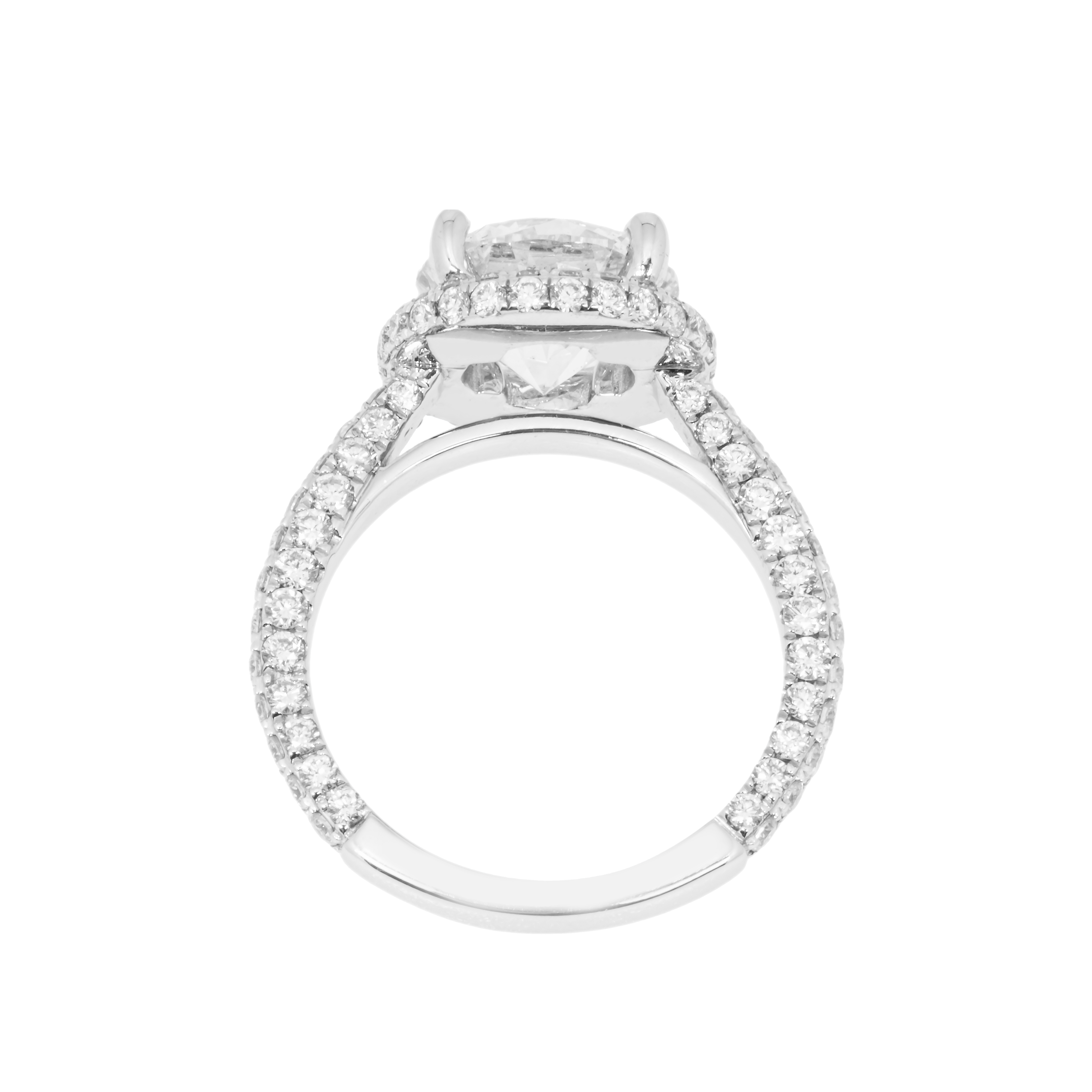 28K White Gold 3.50Ct Round Diamond Engagement Ring 4.98Ctw Bridal