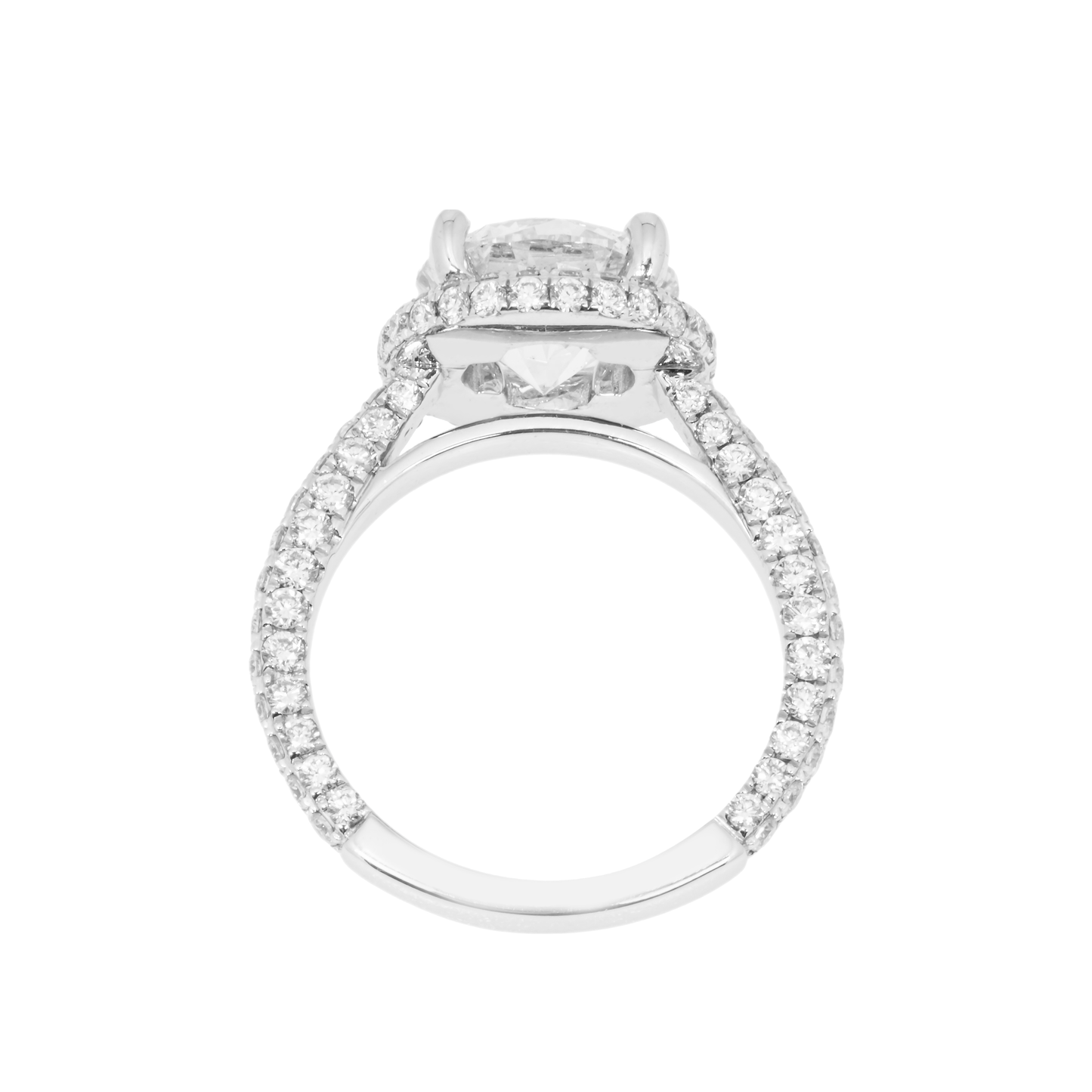 28K White Gold 3.50ct Round Diamond Engagement Ring 4.98ctw