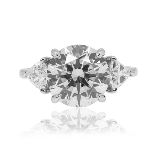 Platinum 4.40ct Round Cut Triple Diamond Engagement Ring 5.21ctw