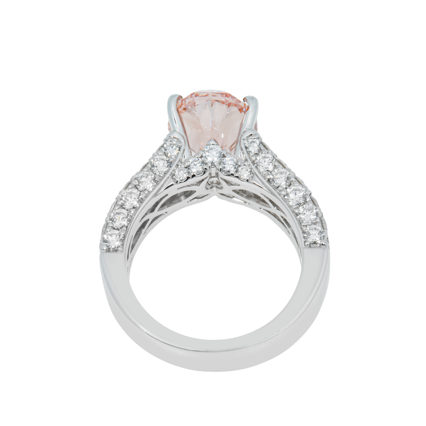 18K White Gold 5ct Oval Cut Fancy Vivid Pink Diamond Ring 7.83ctw