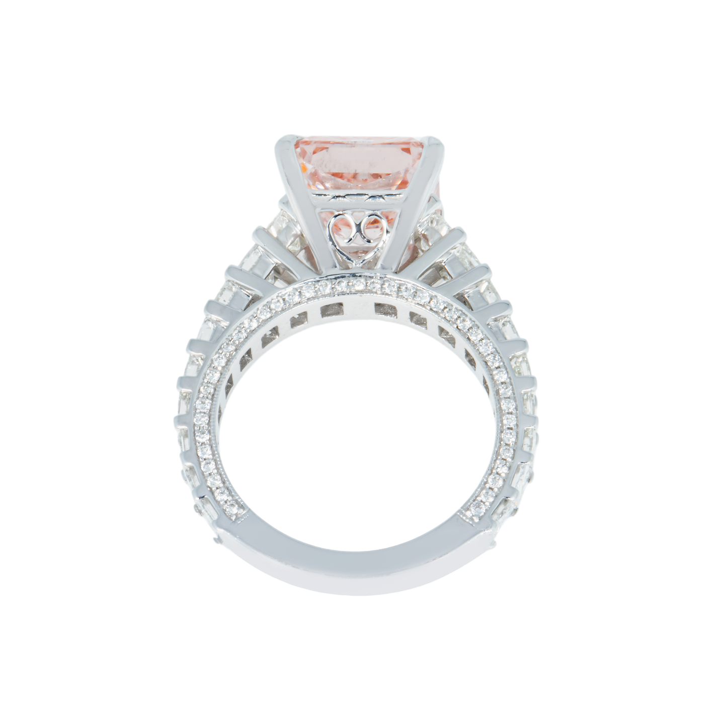 18K White Gold 5.06ct Princess Cut Fancy Vivid Pink Diamond Ring 7.36ctw