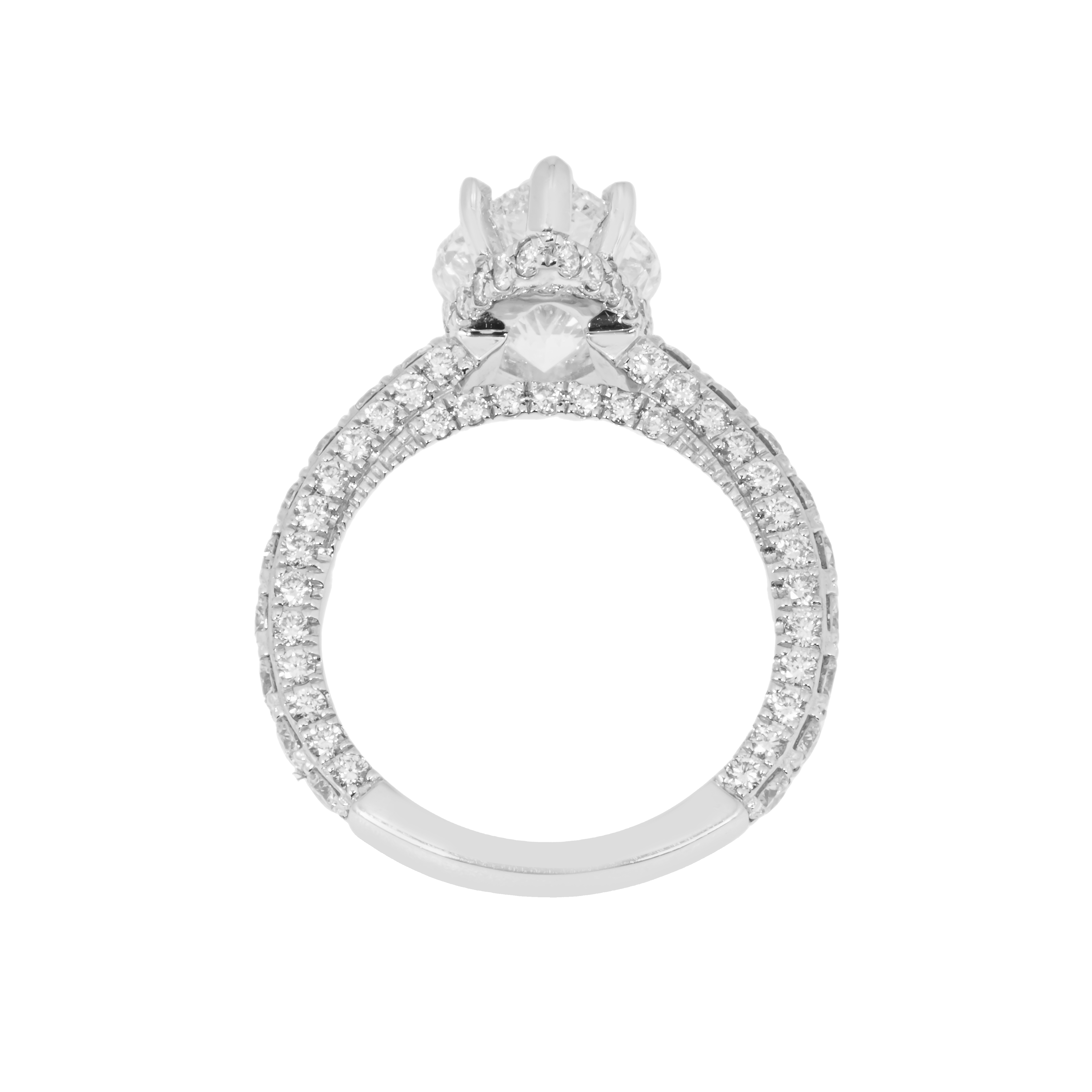 Gia 18K White Gold 4.09Ct Pear Cut Diamond Engagement Ring 6.02Ctw Bridal