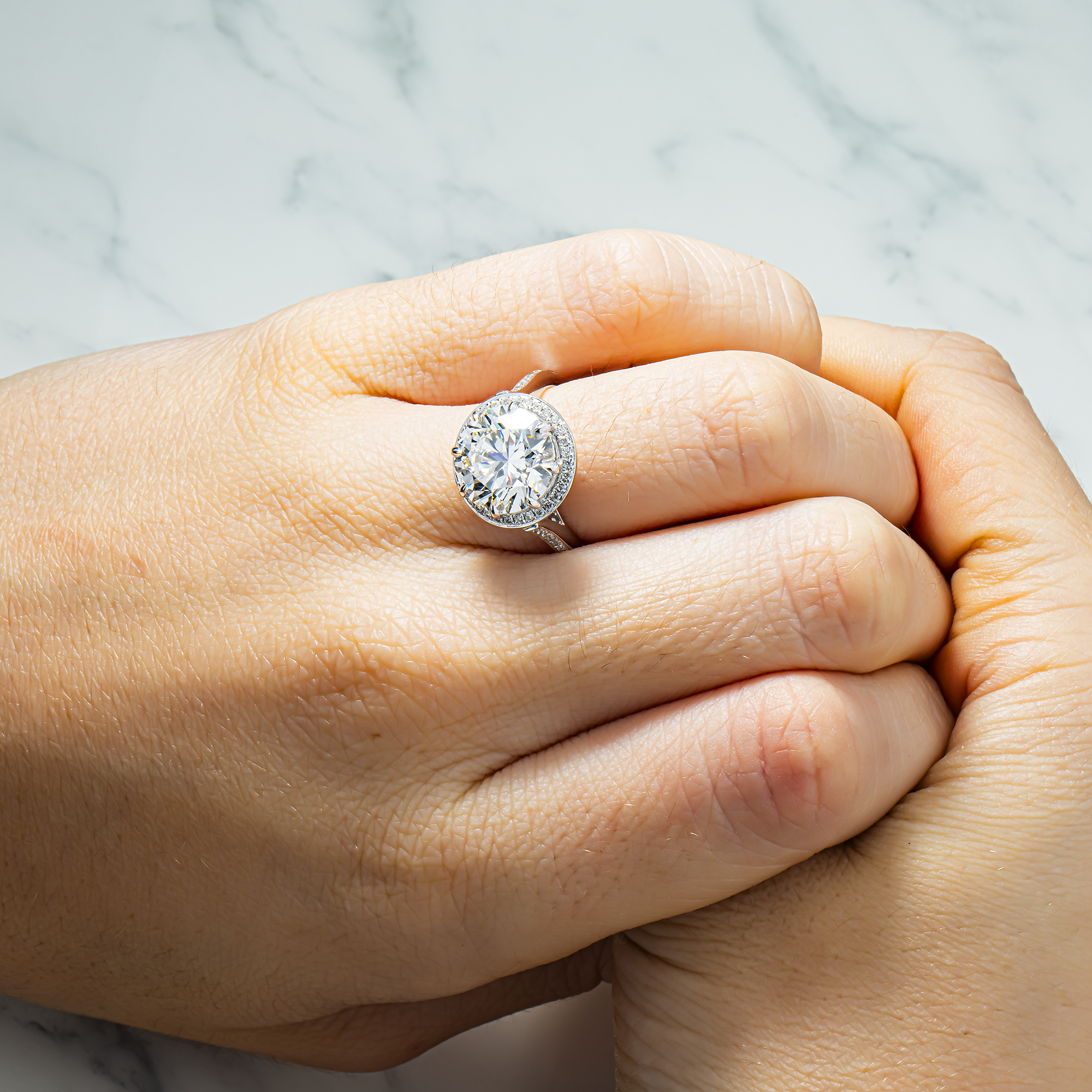 18K White Gold 5.01ct Round Diamond Engagement Ring