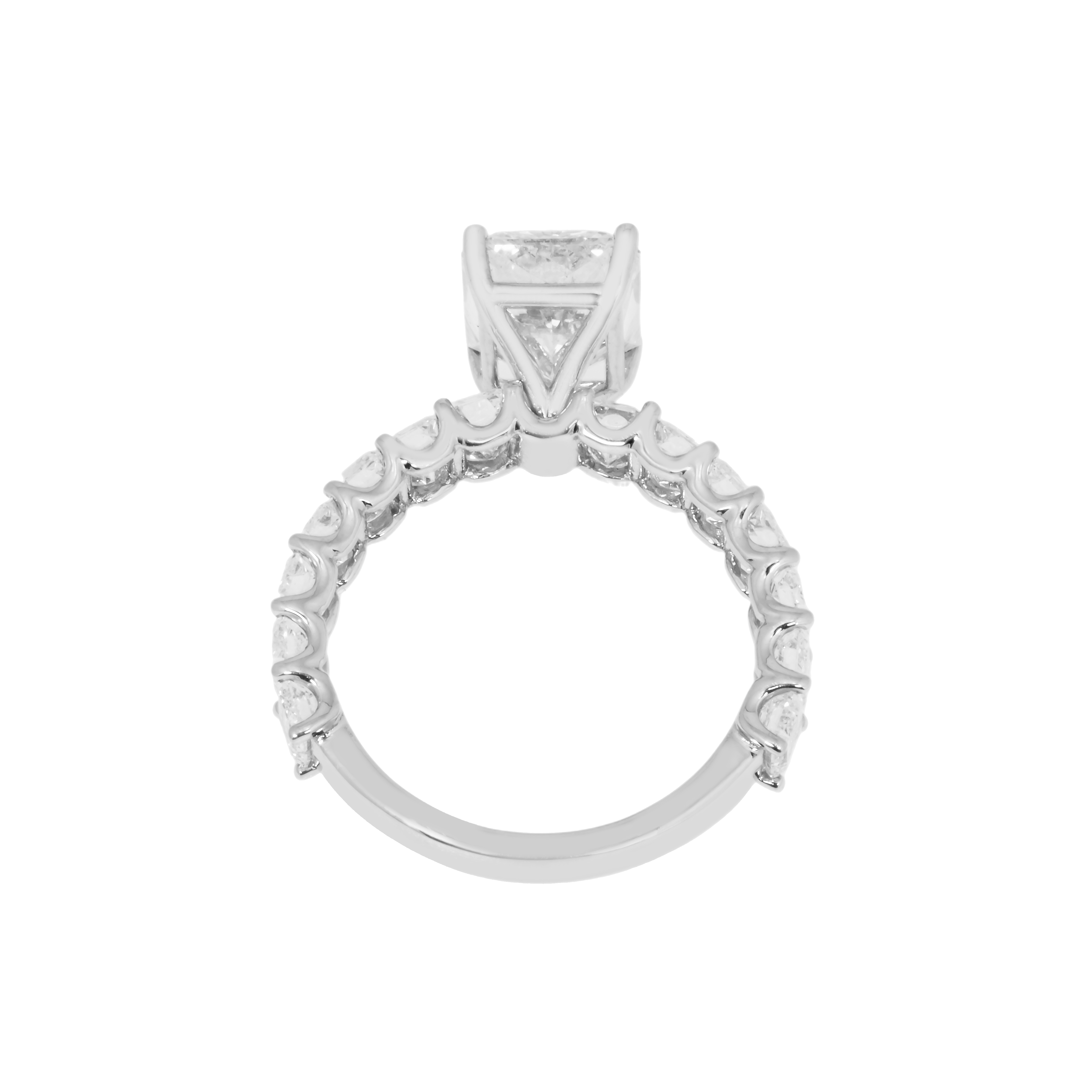 14K White Gold 3.55Ct Radiant Cut Diamond Engagement Ring 6.64Ctw Bridal
