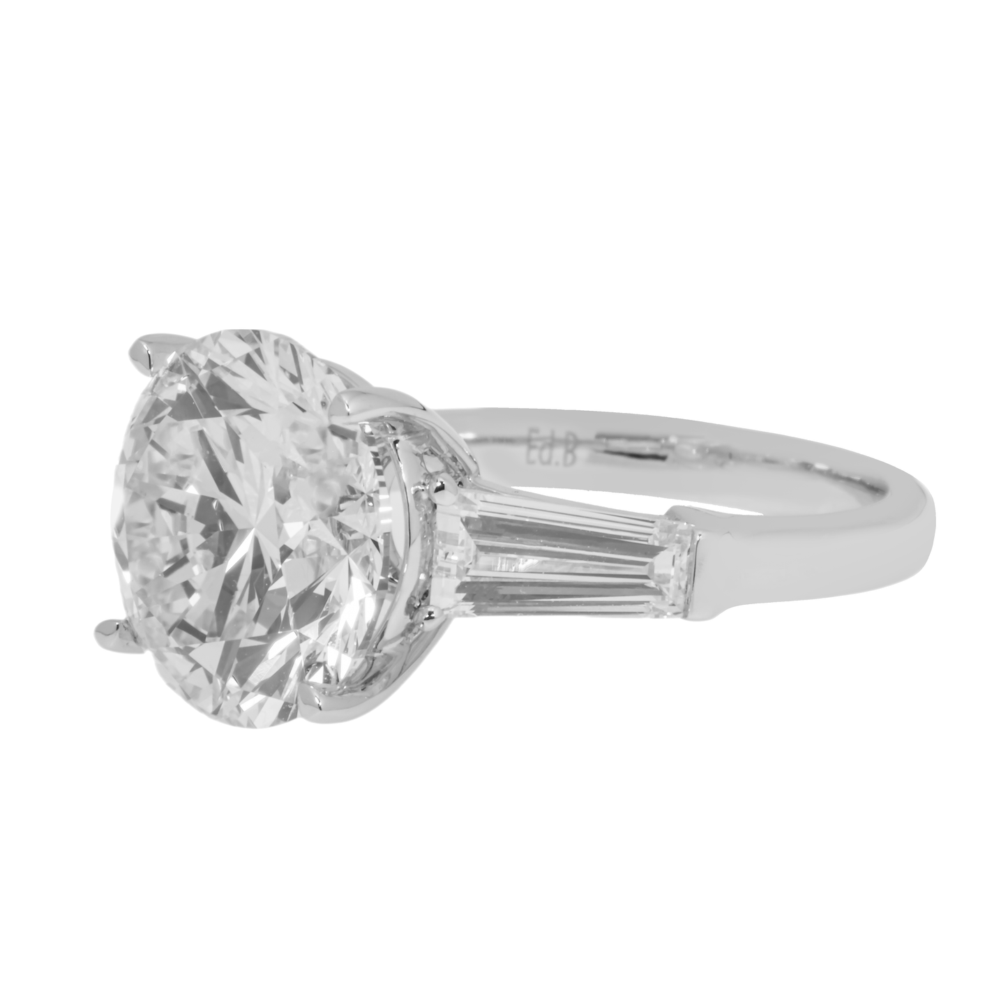 18K White Gold 7ct Round Cut Triple Diamond Engagement Ring 8.51ctw