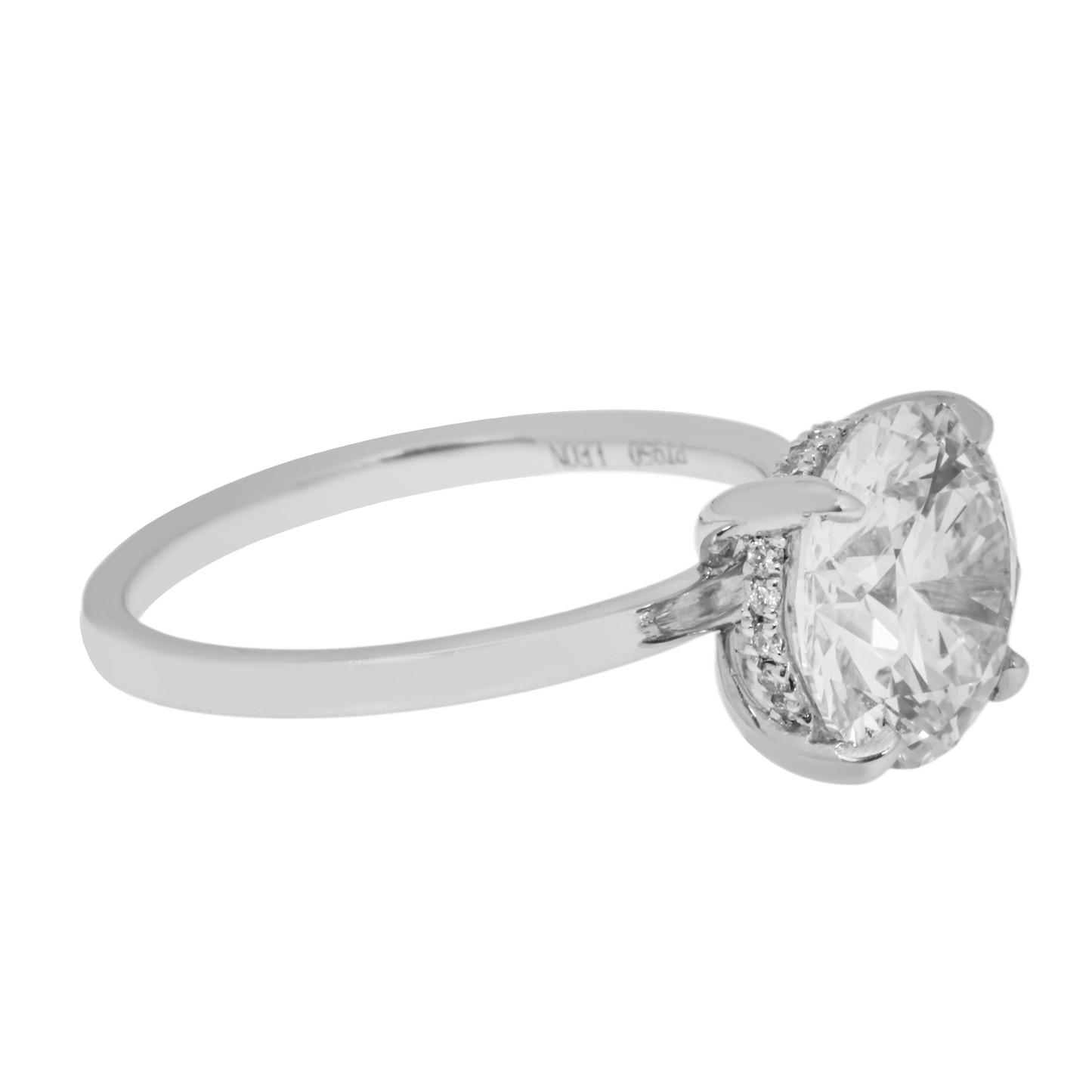 GIA Platinum 3ct Round Cut Solitaire Diamond Engagement Ring 3.09ctw