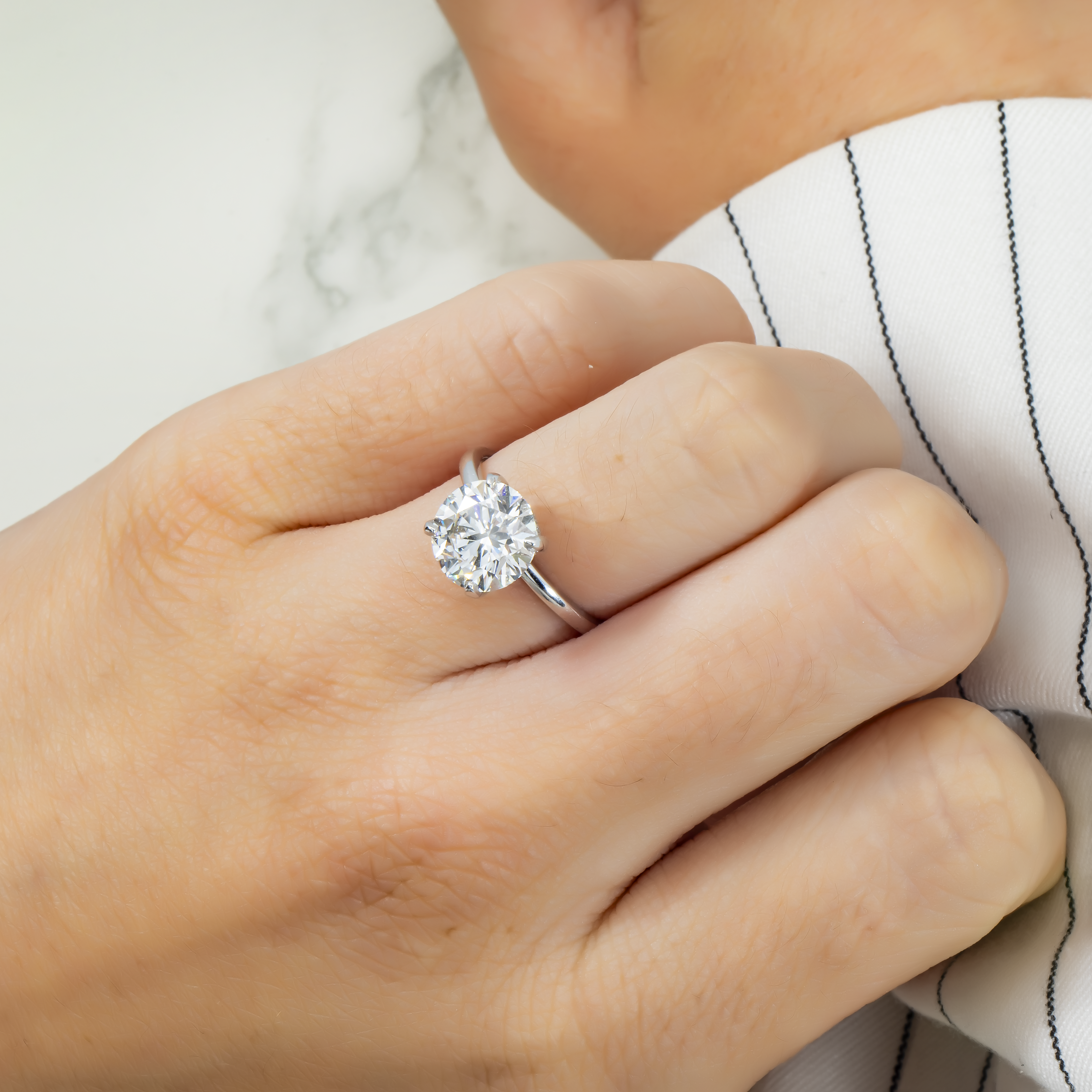 Gia Platinum 3Ct Round Cut Solitaire Diamond Engagement Ring 3.09Ctw Bridal