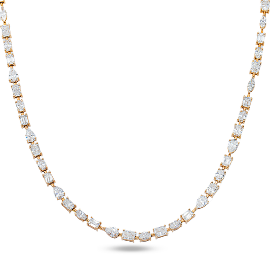 14K Rose Gold Multi Cut Diamond Satellite Necklace 28.19ct