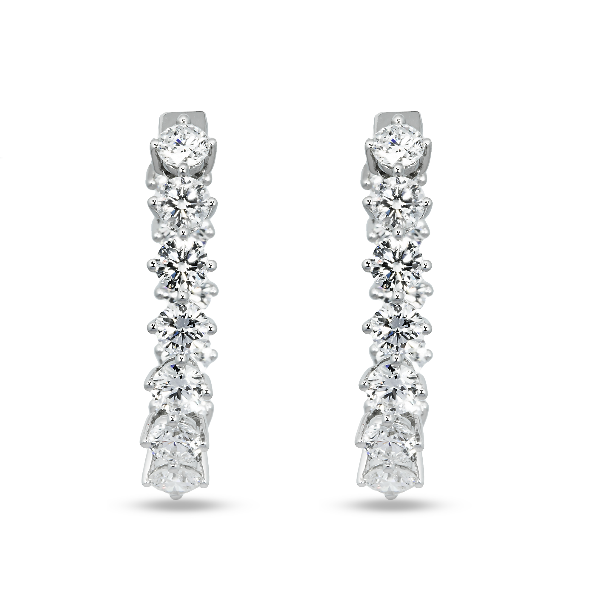 White Gold Round Cut Diamond Inside Hoop Earrings 4.51ctw