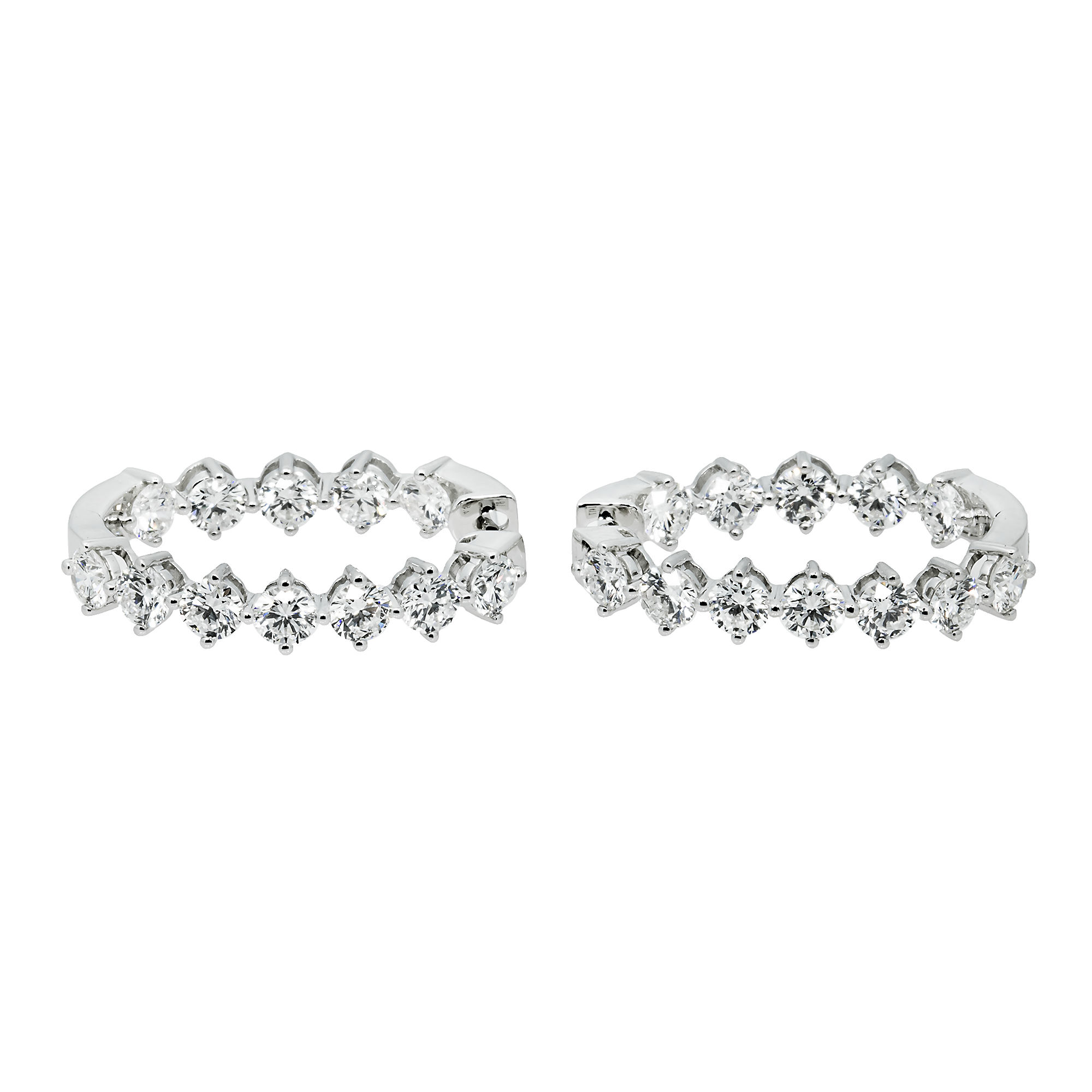 White Gold Round Cut Diamond Inside Hoop Earrings 4.51ctw