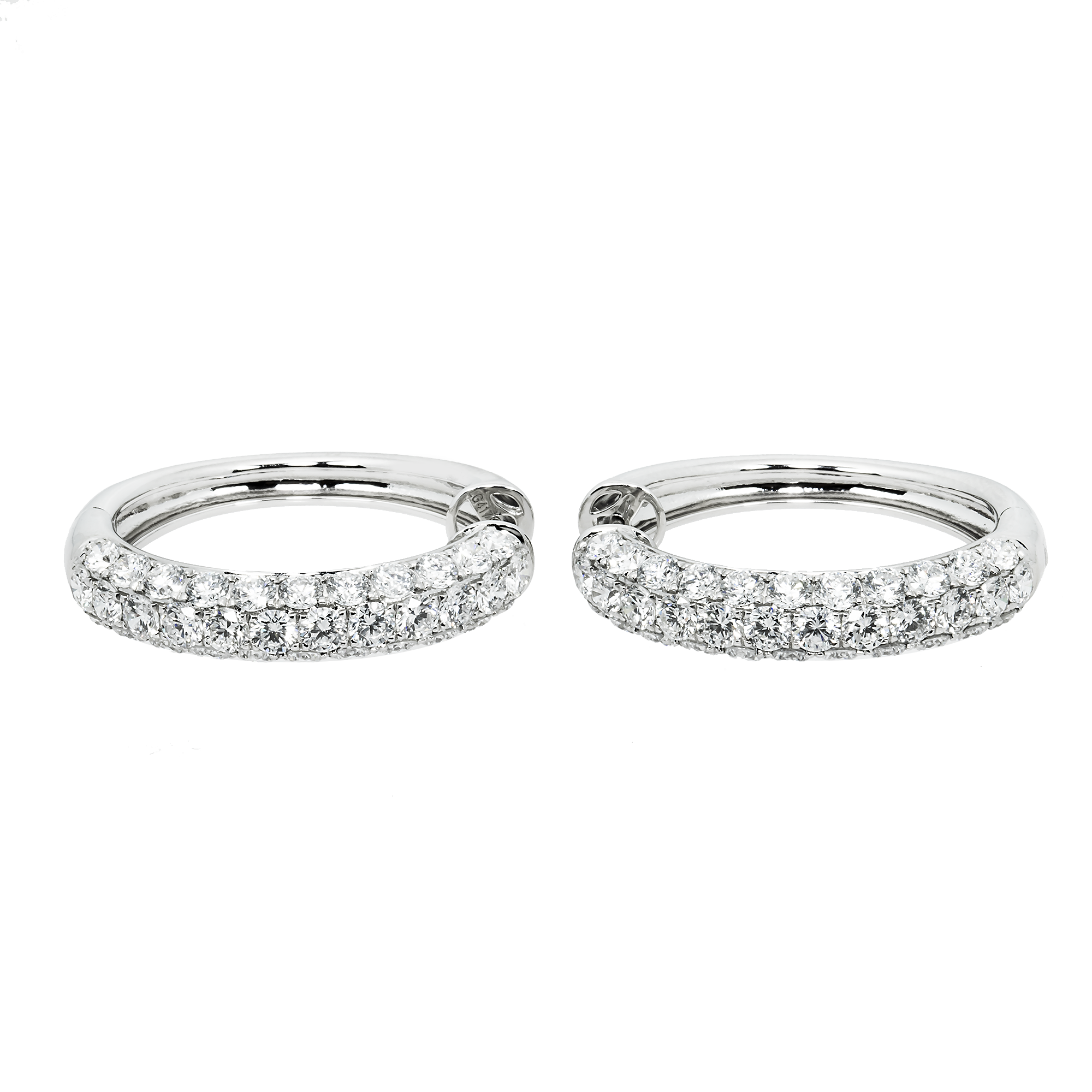 White Gold Round Cut Triple Row Diamond Hoop Earrings 5.95ctw
