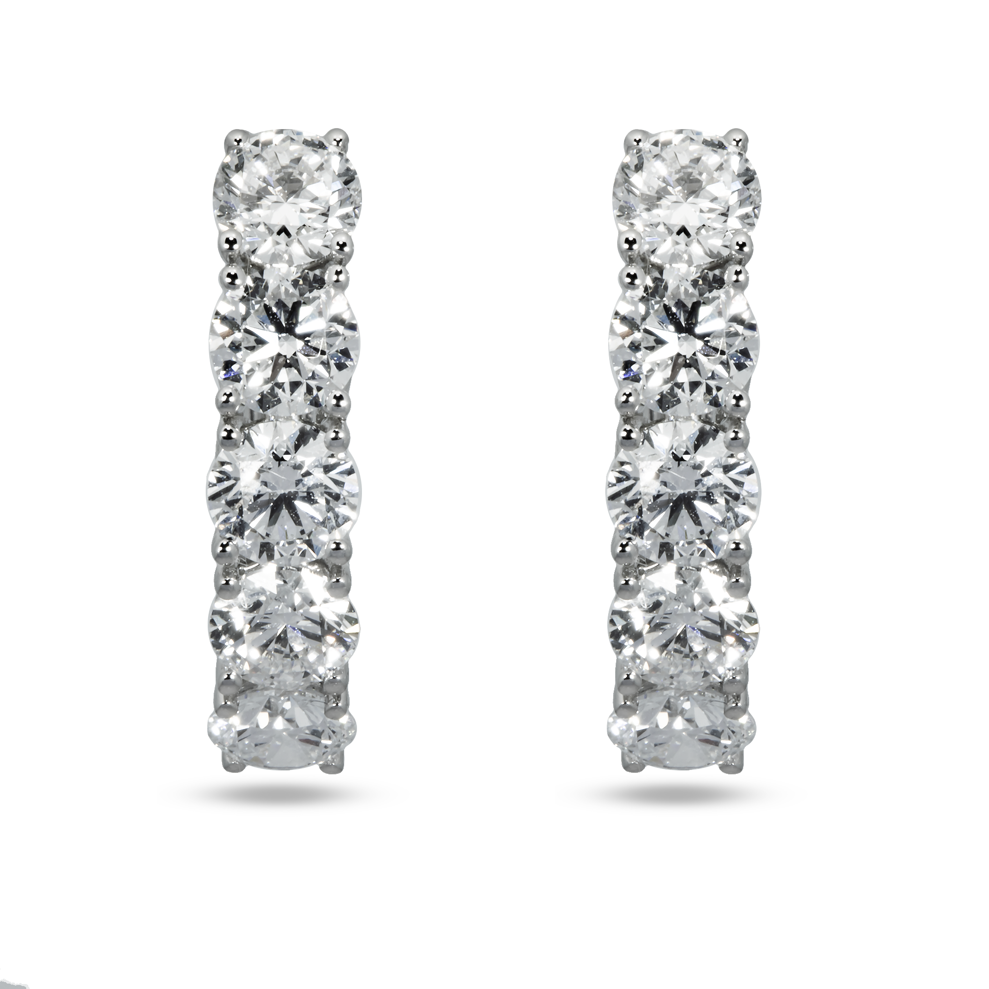 White Gold Round Cut Diamond Hoop Earrings 4.92ctw