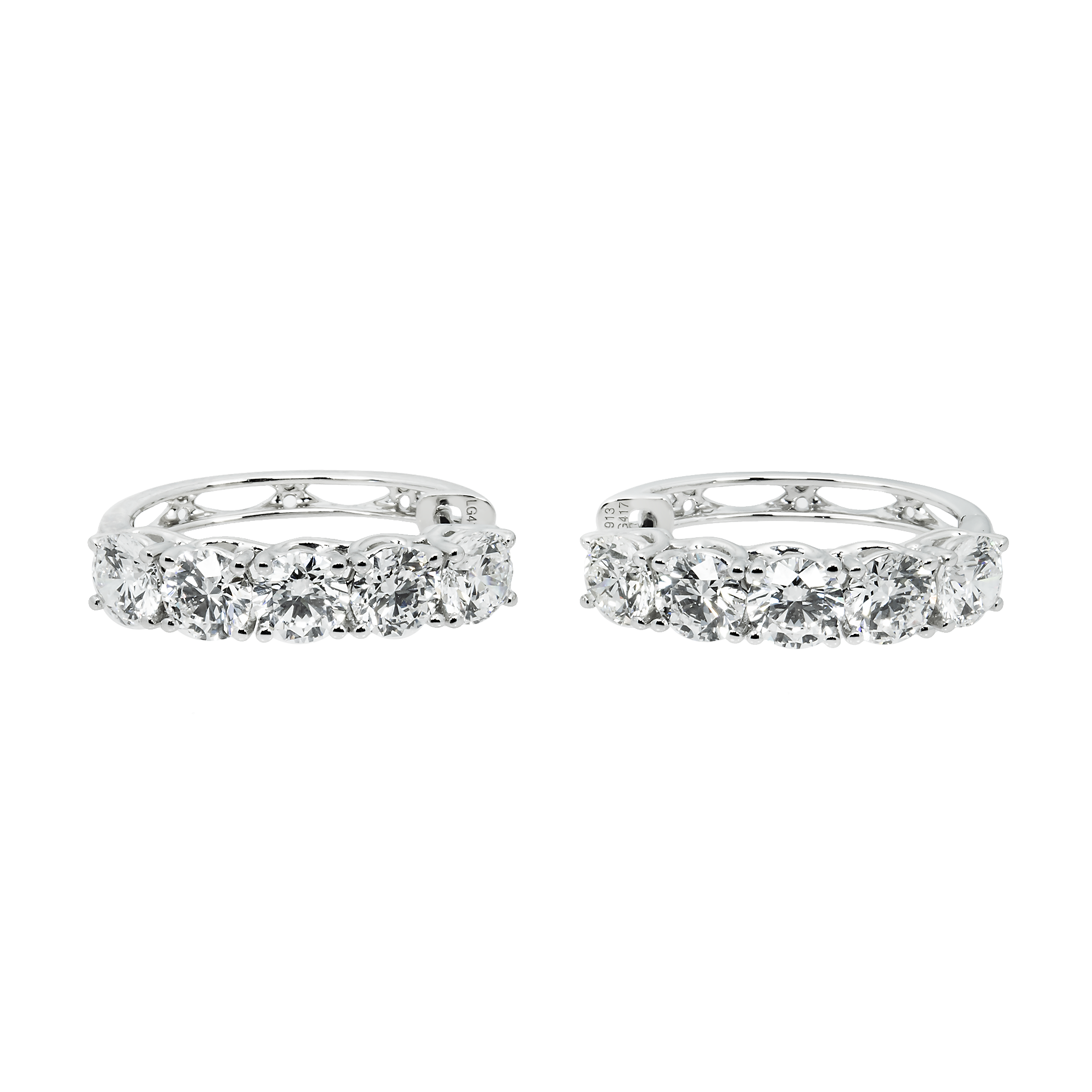 White Gold Round Cut Diamond Hoop Earrings 4.92ctw