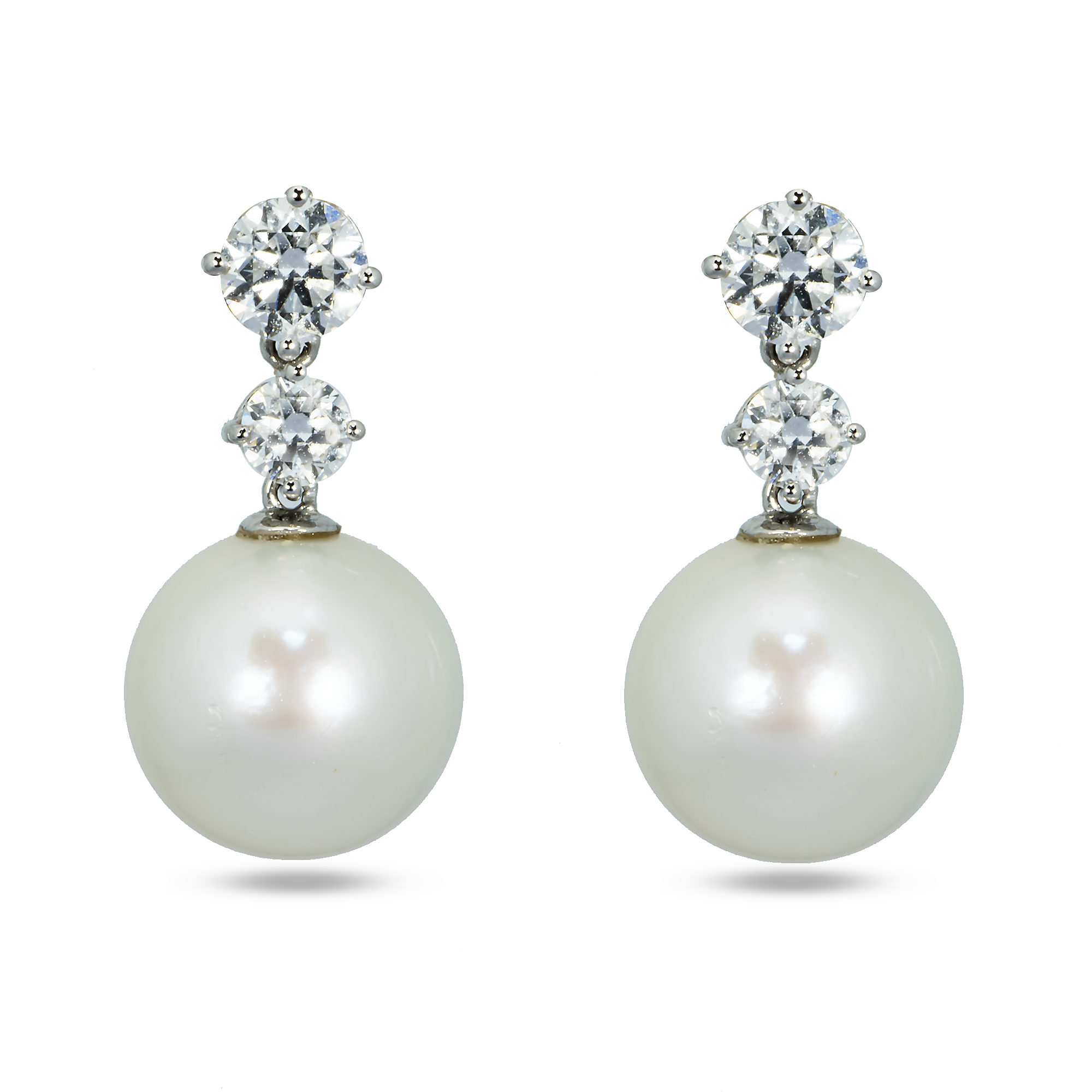 White Gold Round Diamond & Pearl Necklace 1.26ctw (matching set)