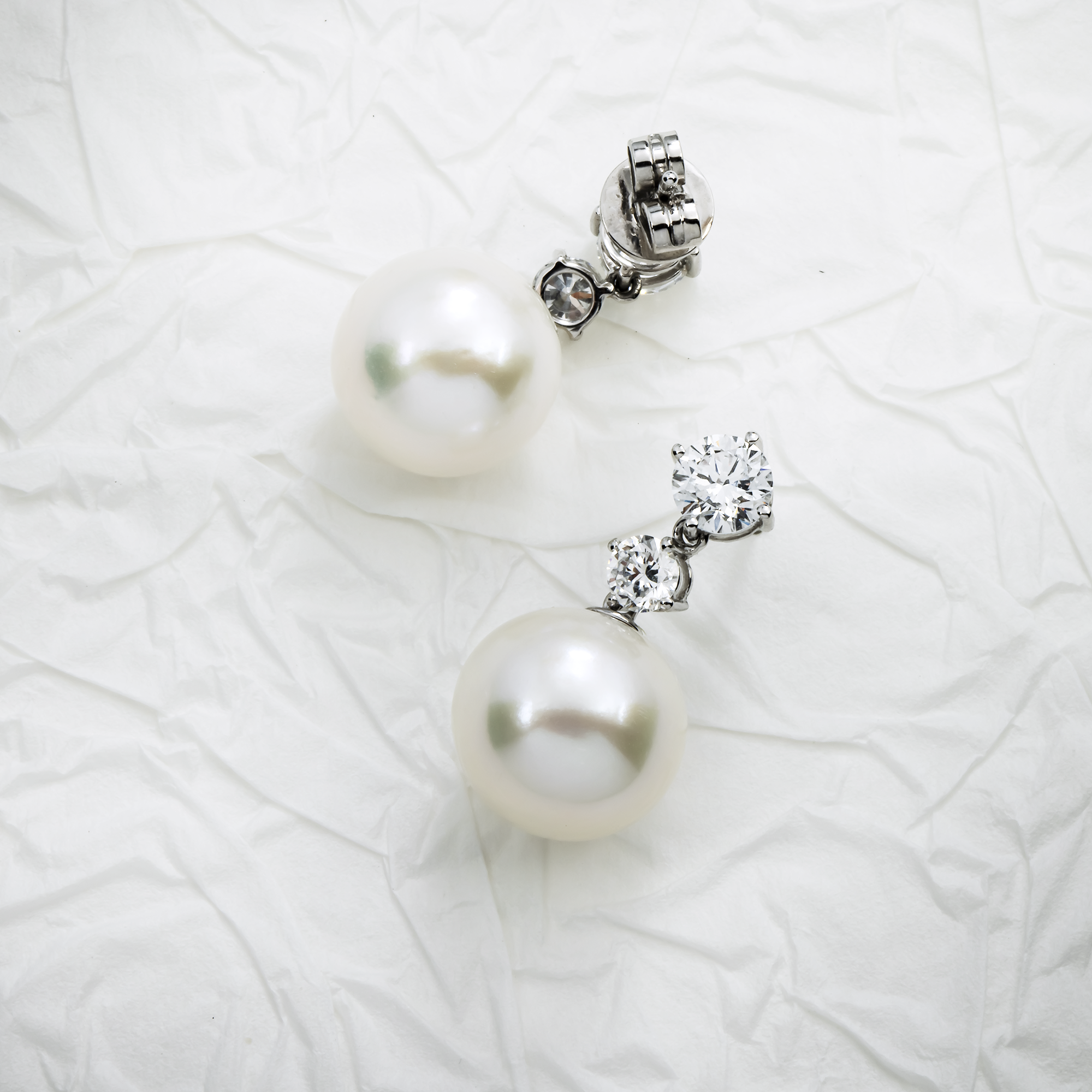 White Gold Round Diamond & Pearl Necklace 1.26ctw (matching set)