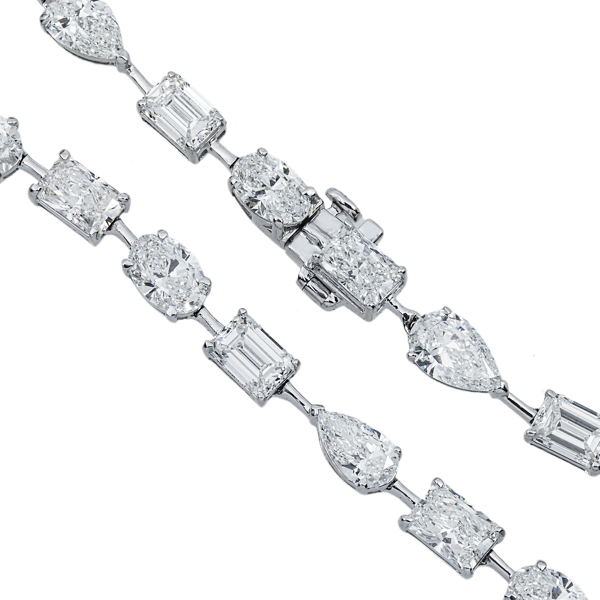 14K White Gold Multi Cut Diamond Satellite Necklace 37.58ct