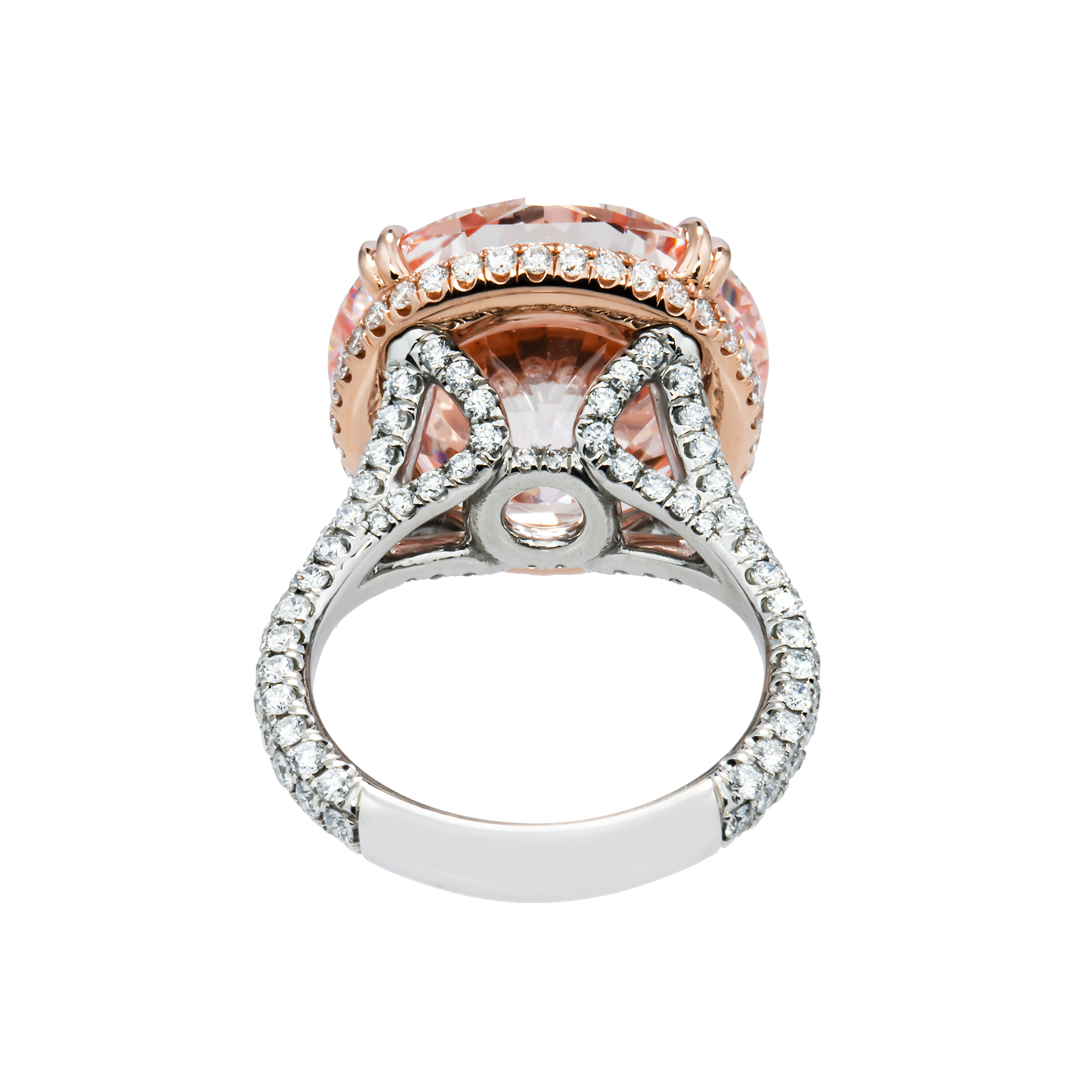 GIA Platinum 19.27ct Round Cut Fancy Vivid Pink Diamond Ring 21.18ctw