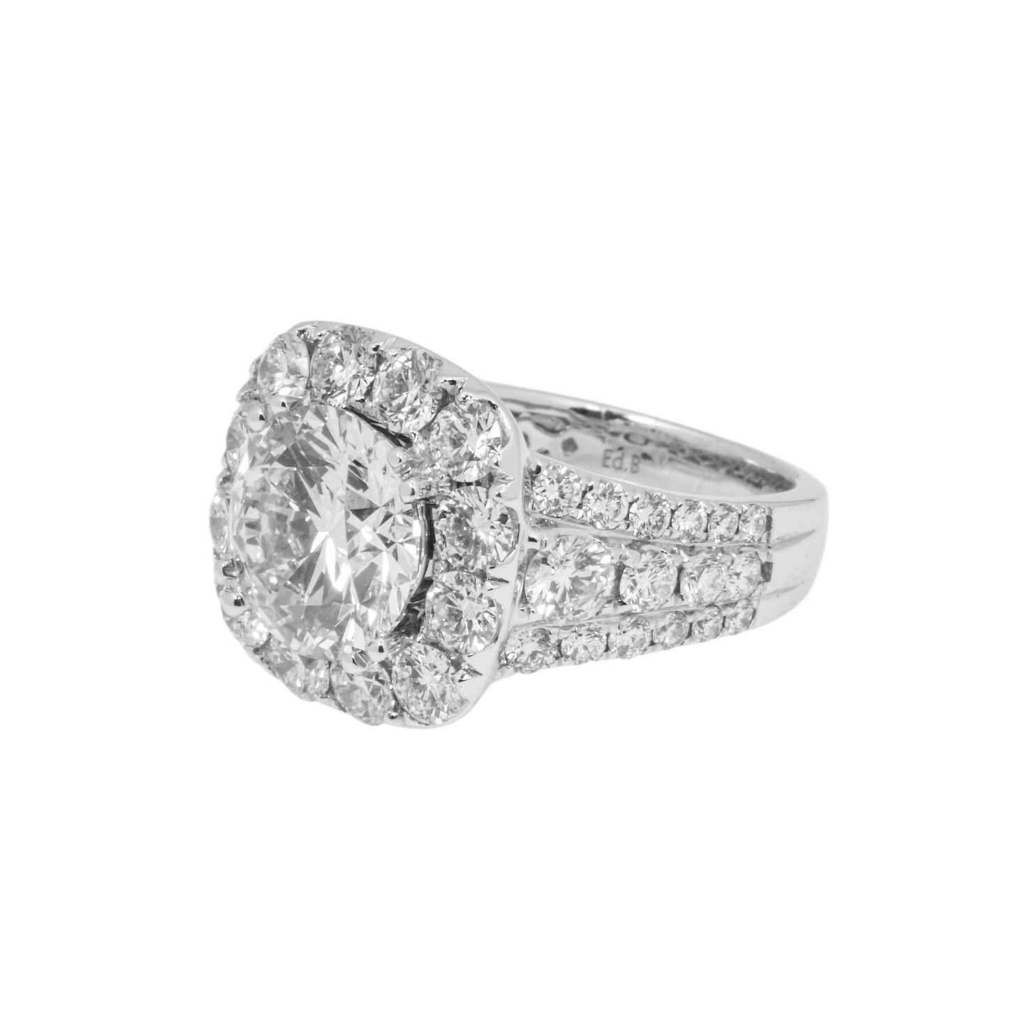 18K White Gold 3.92ct Round Cut Diamond Engagement Ring 7.22ctw