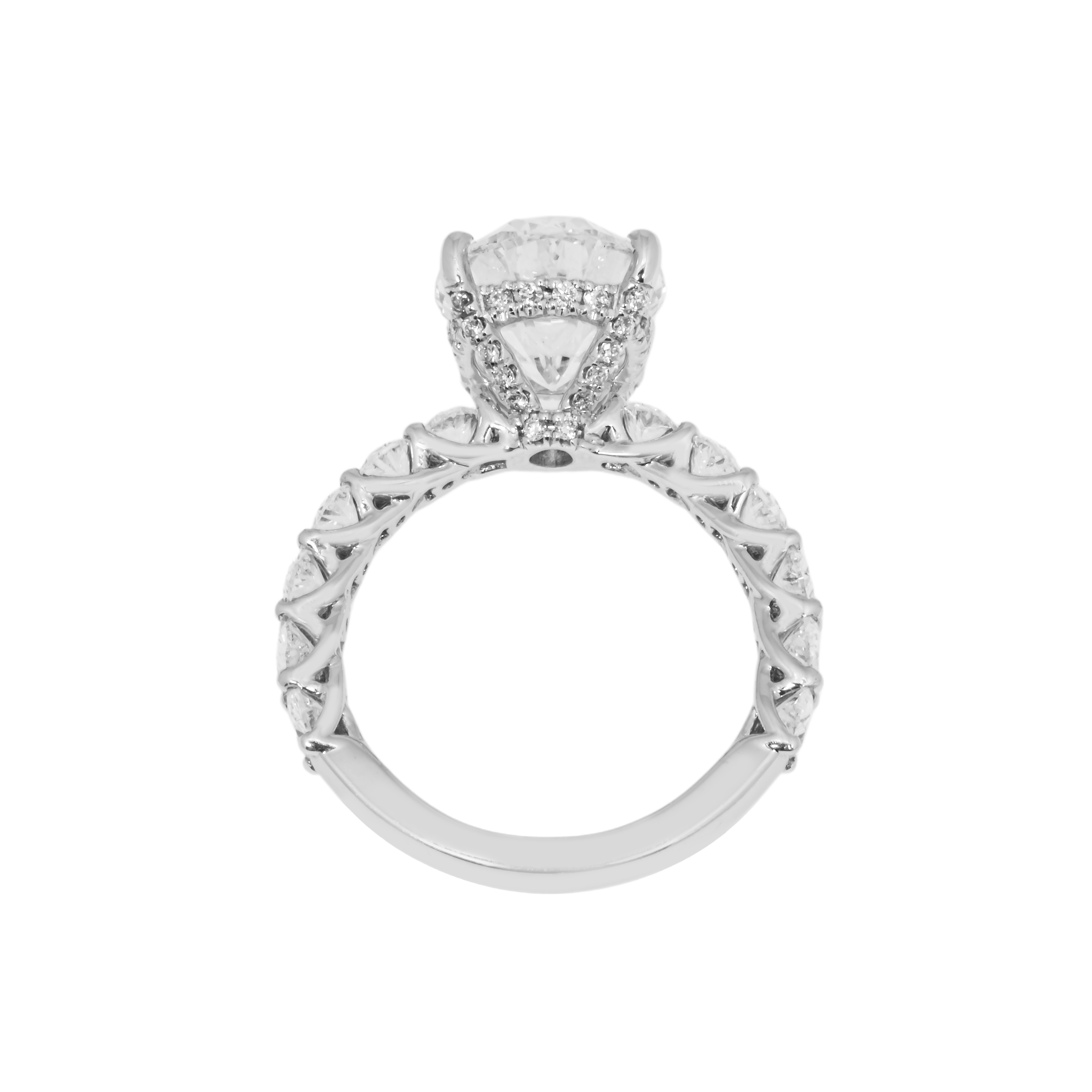 18K White Gold 4.73Ct Oval Cut Engagement Ring 7.38Ctw Bridal