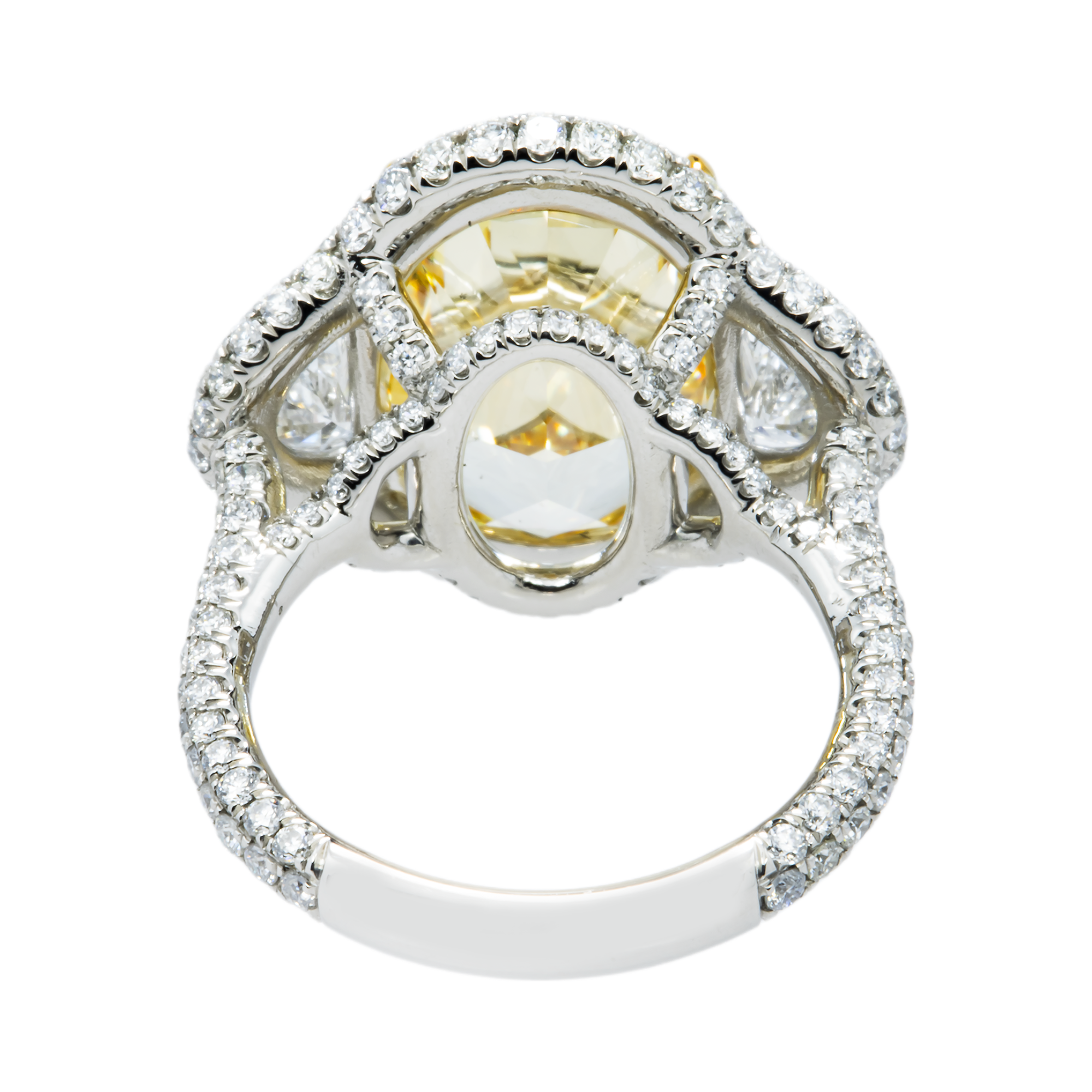 Platinum 11.25ct Oval Fancy Yellow Diamond Ring 12.85ctw