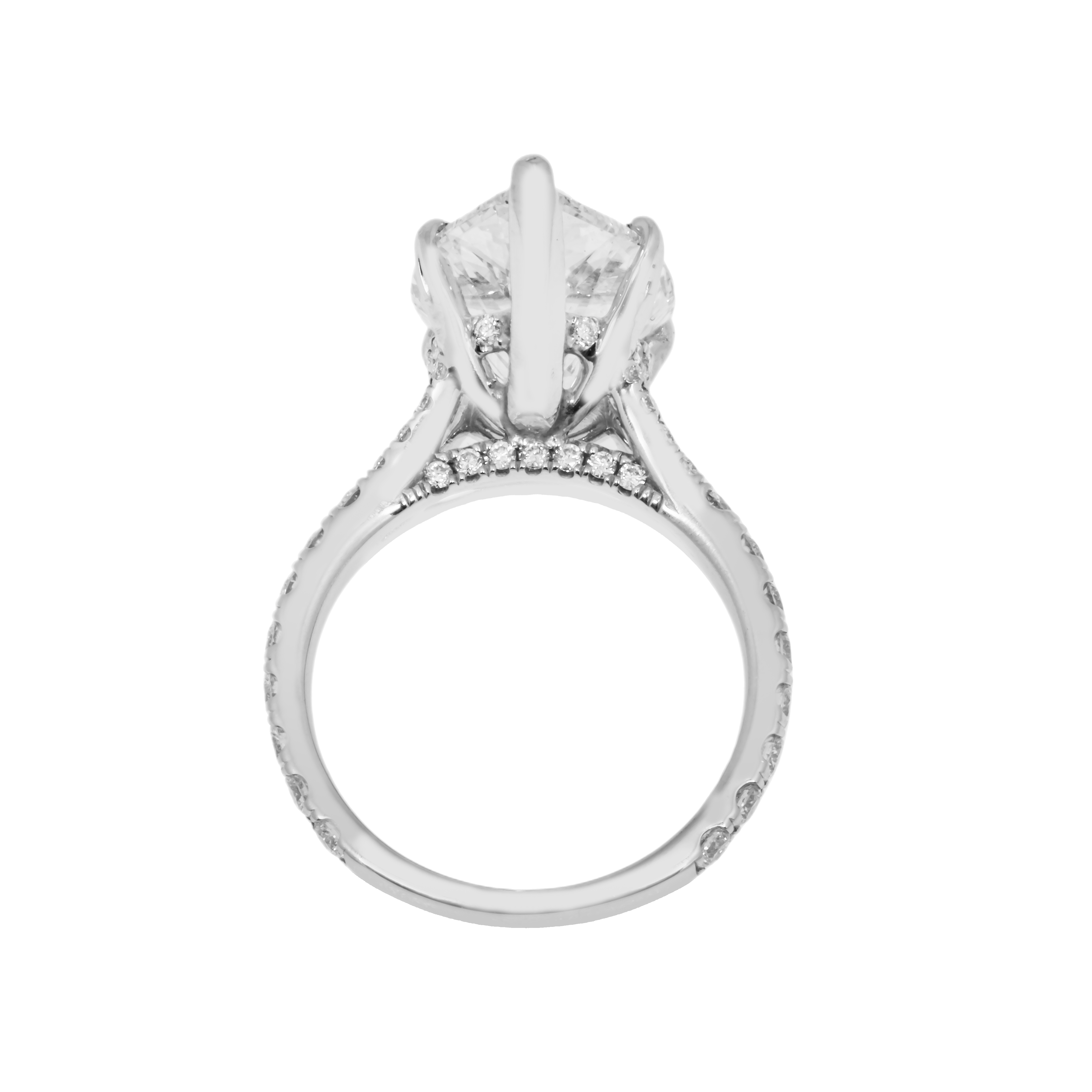 18K White Gold 6.07Ct Pear Cut Diamond Engagement Ring 6.93Ctw Bridal