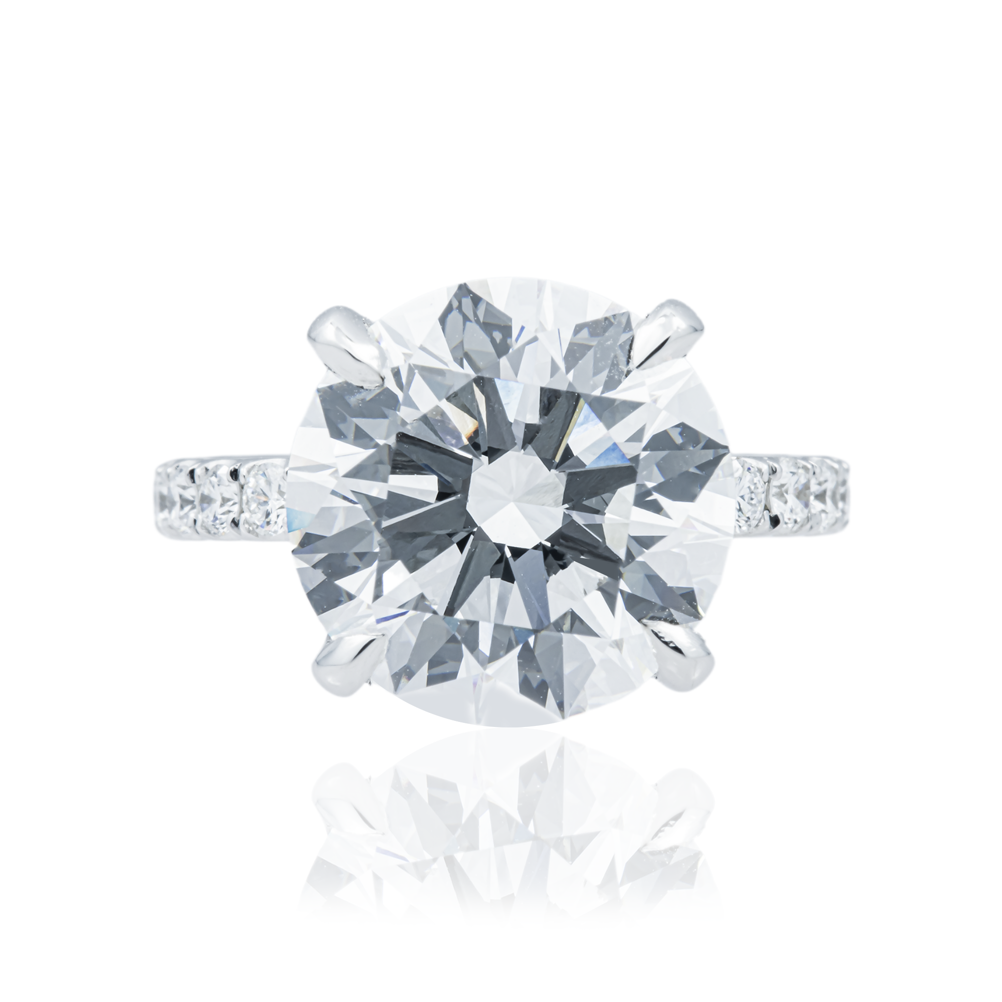 18K White Gold 7.65ct Round Diamond Engagement Ring 8.70ctw