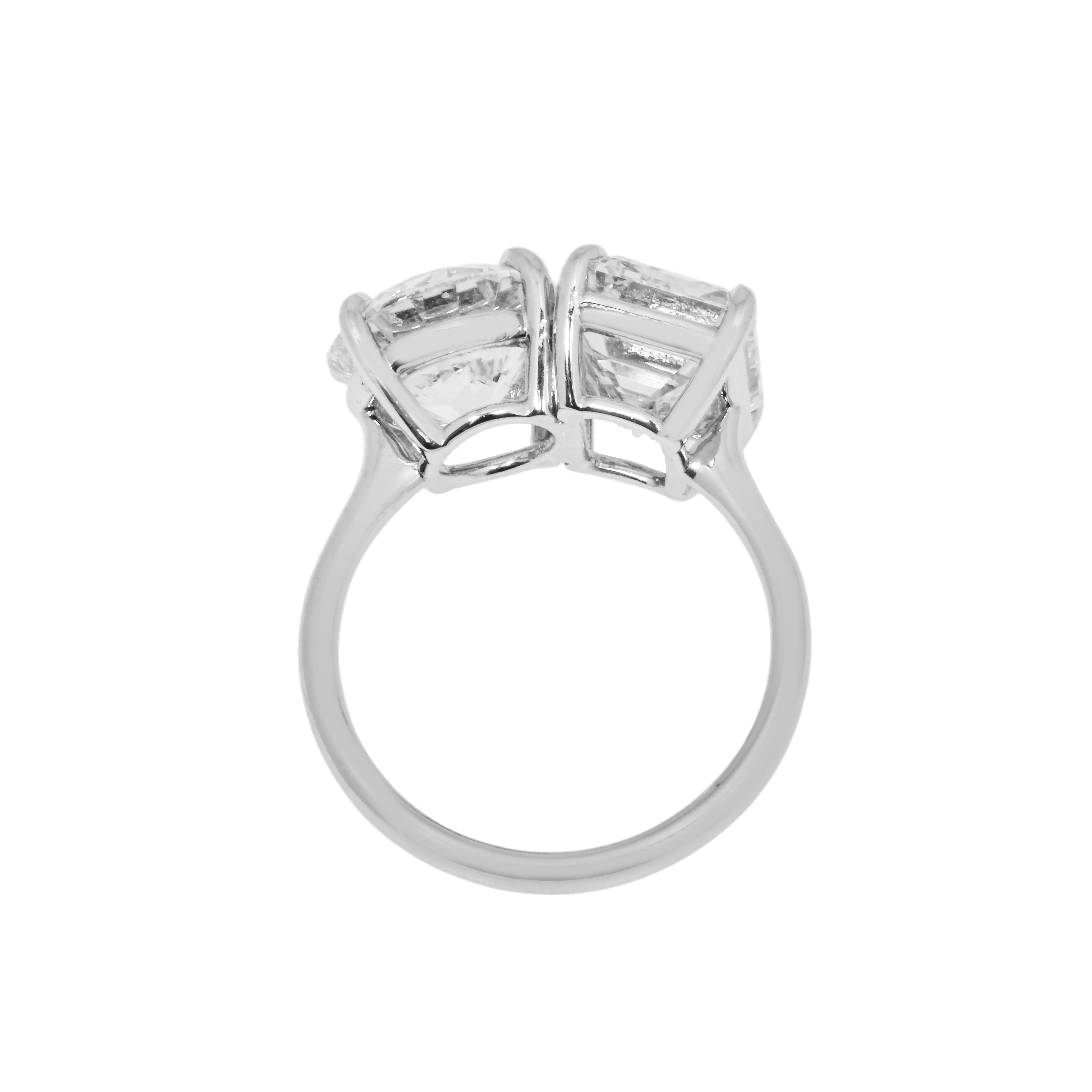 18K White Gold Round & Emerald Cut Double Diamond Ring 7.52Ctw Bridal