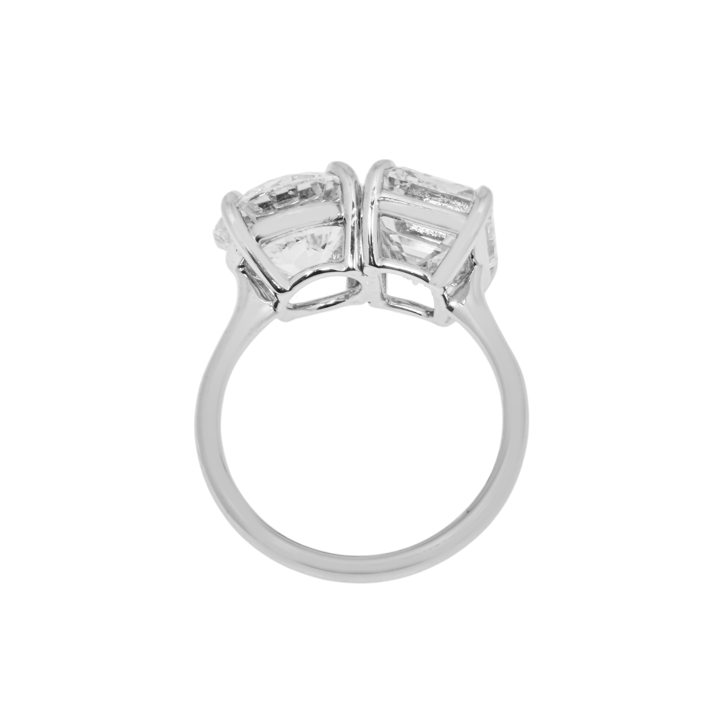 18K White Gold Round & Emerald Cut Double Diamond Ring 7.52ctw