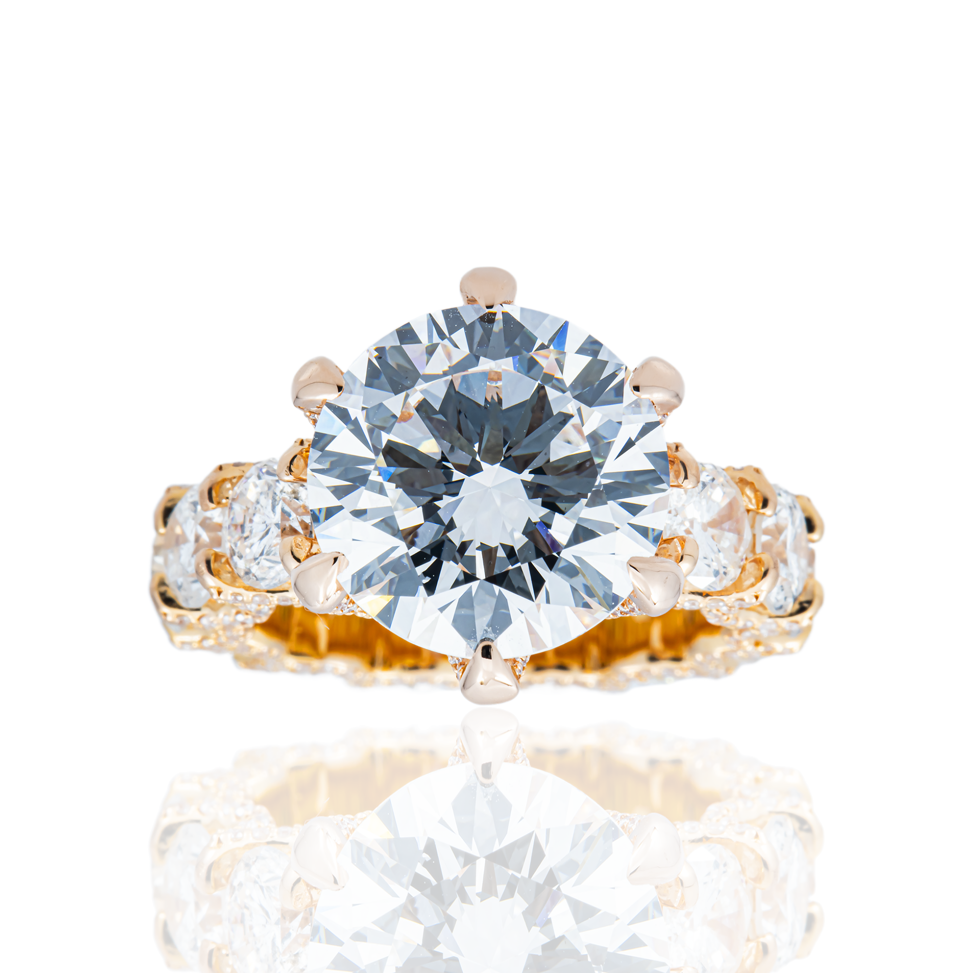 18K Rose Gold 7.13ct Round Diamond Engagement Ring 13.22ctw