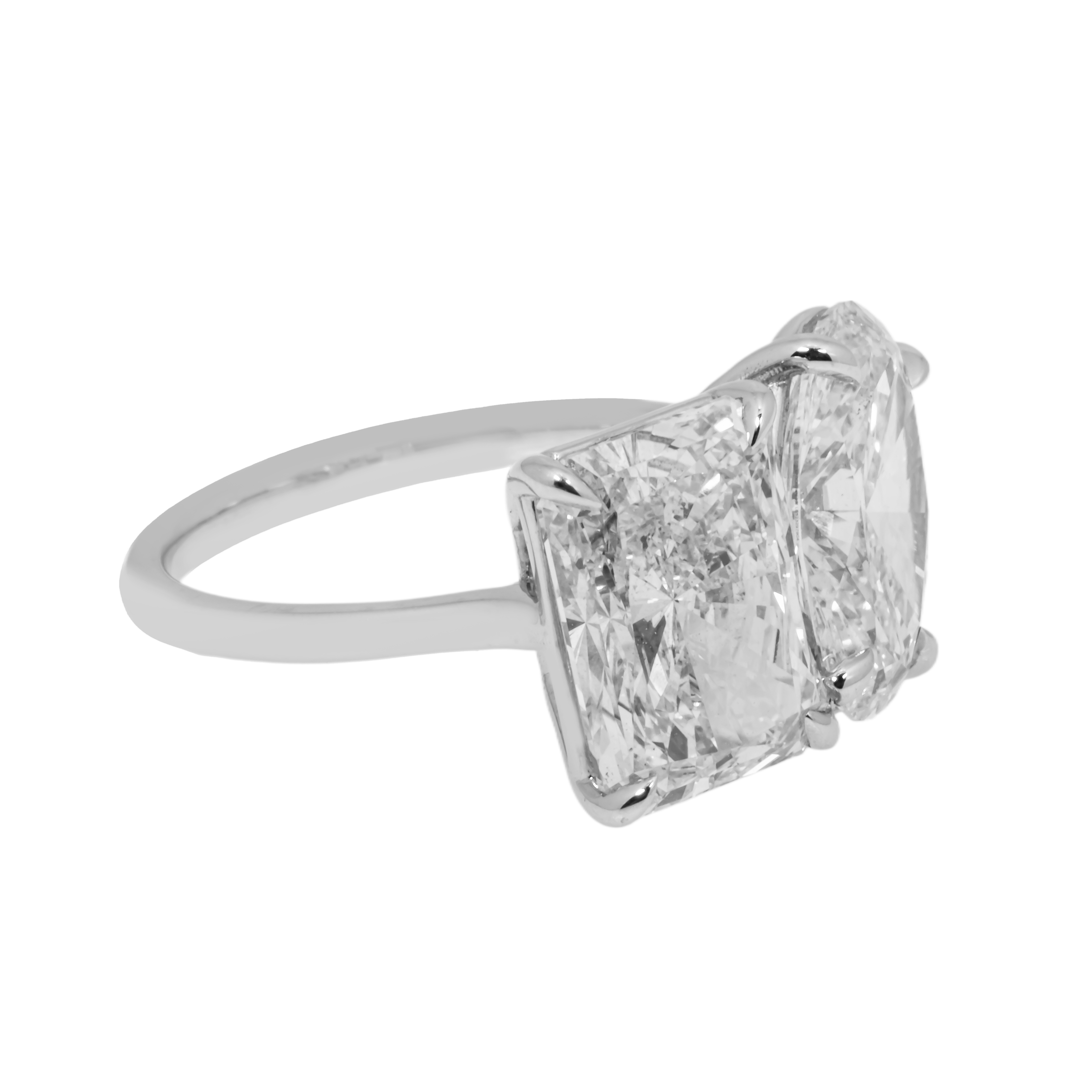 18K White Gold Oval & Radiant Cut Double Diamond Engagement Ring 7.07Ctw Bridal