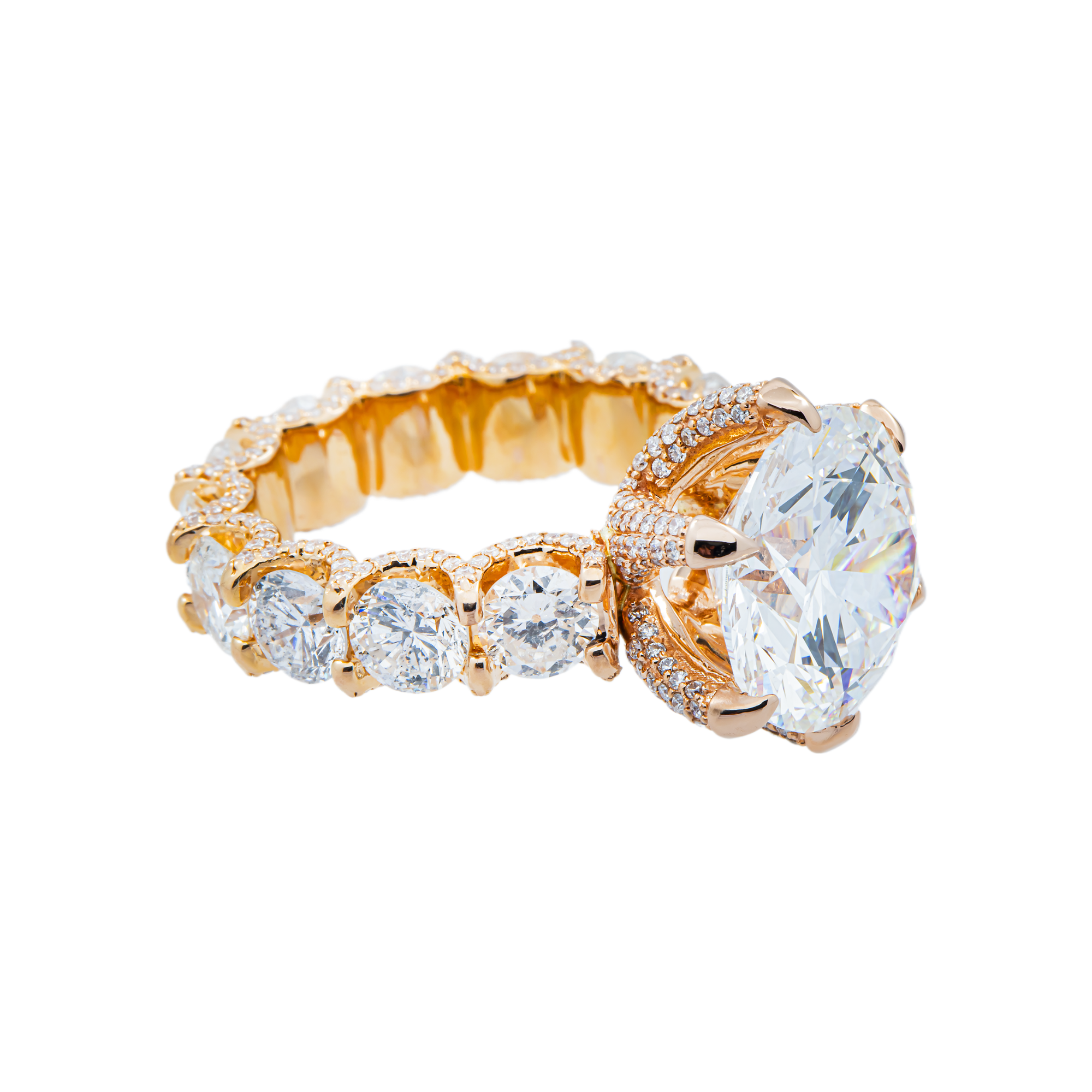 18K Rose Gold 7.13ct Round Diamond Engagement Ring 13.22ctw