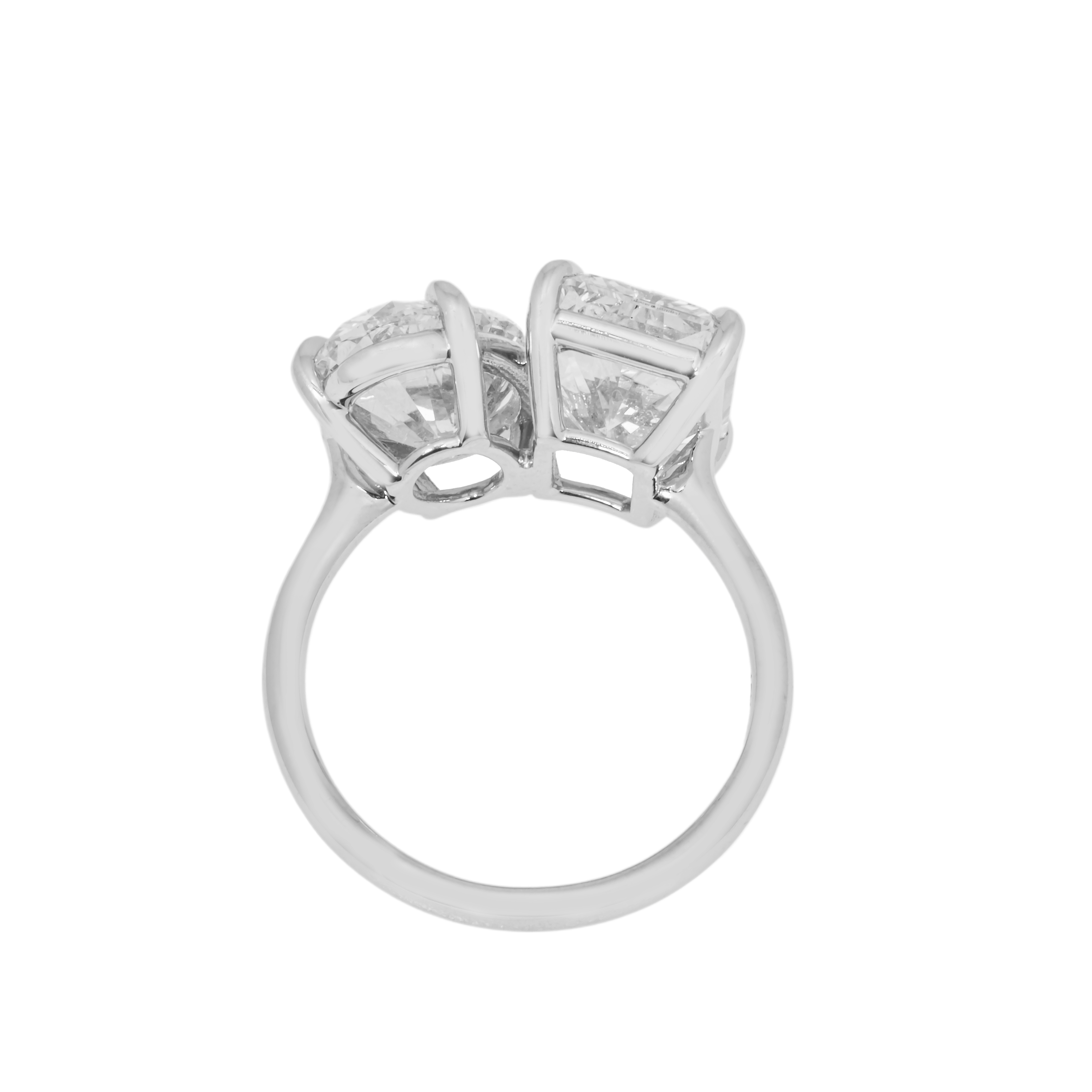 18K White Gold Oval & Radiant Cut Double Diamond Engagement Ring 7.07Ctw Bridal