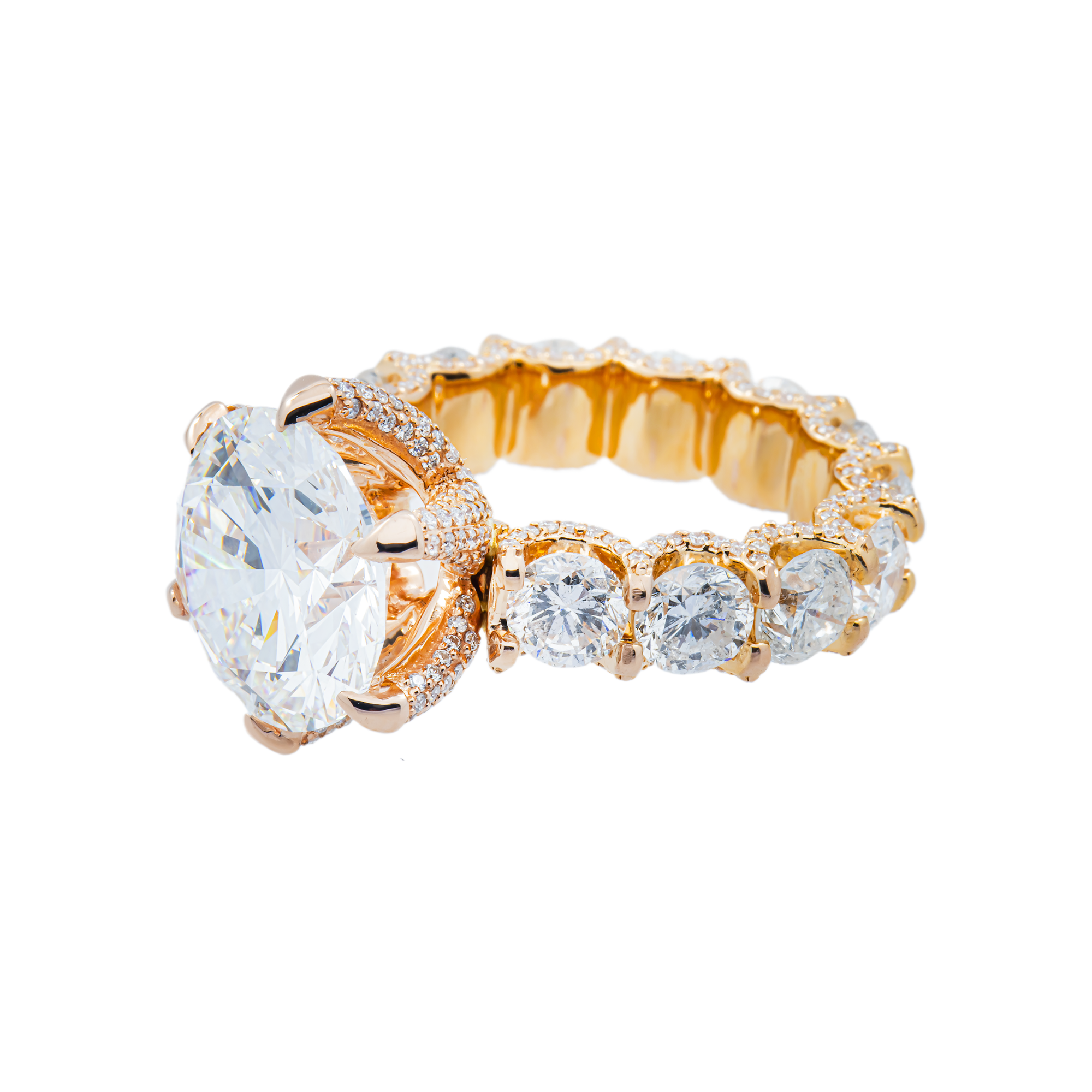 18K Rose Gold 7.13ct Round Diamond Engagement Ring 13.22ctw