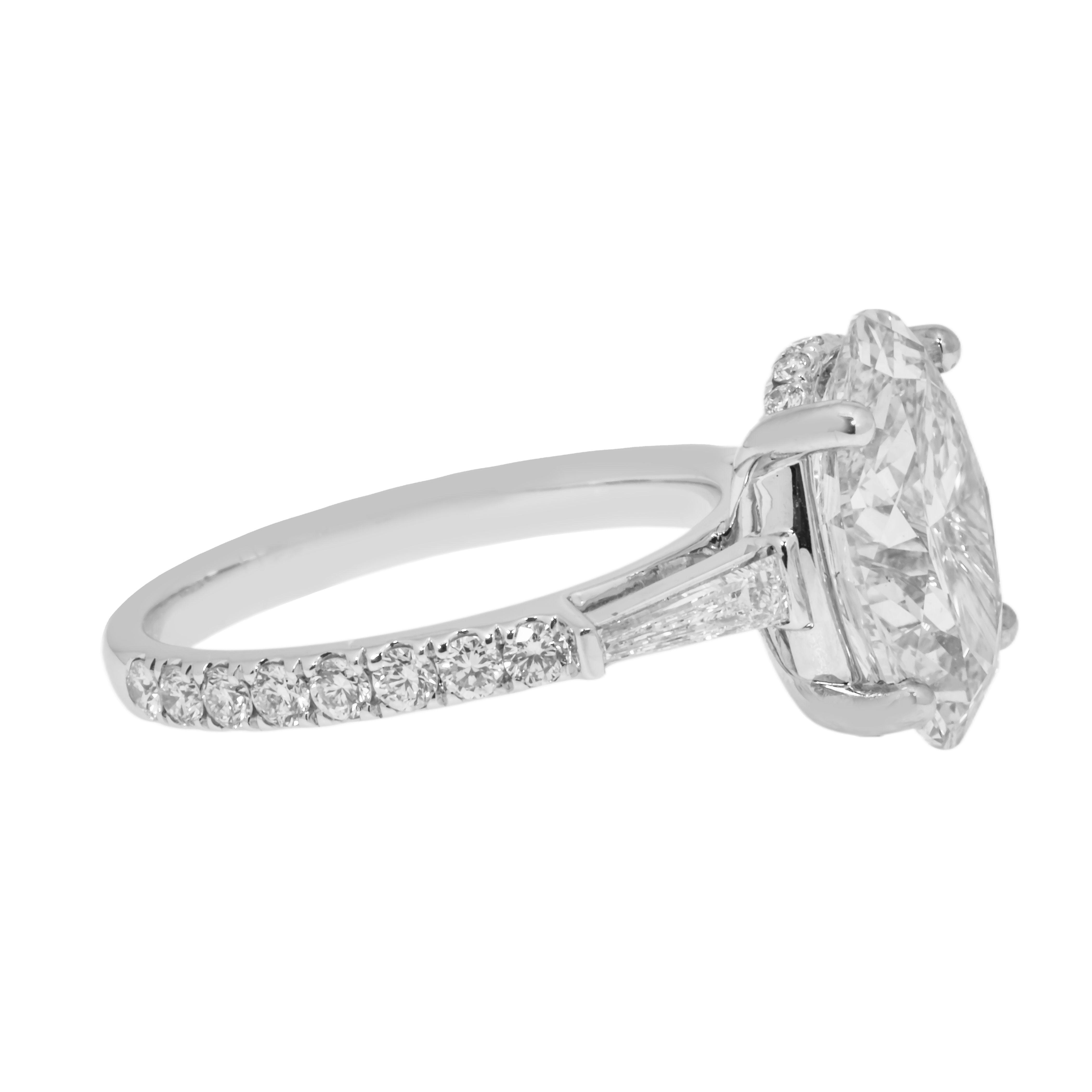 18K White Gold 4.35Ct Oval Cut Diamond Engagement Ring 5.11Ctw Bridal