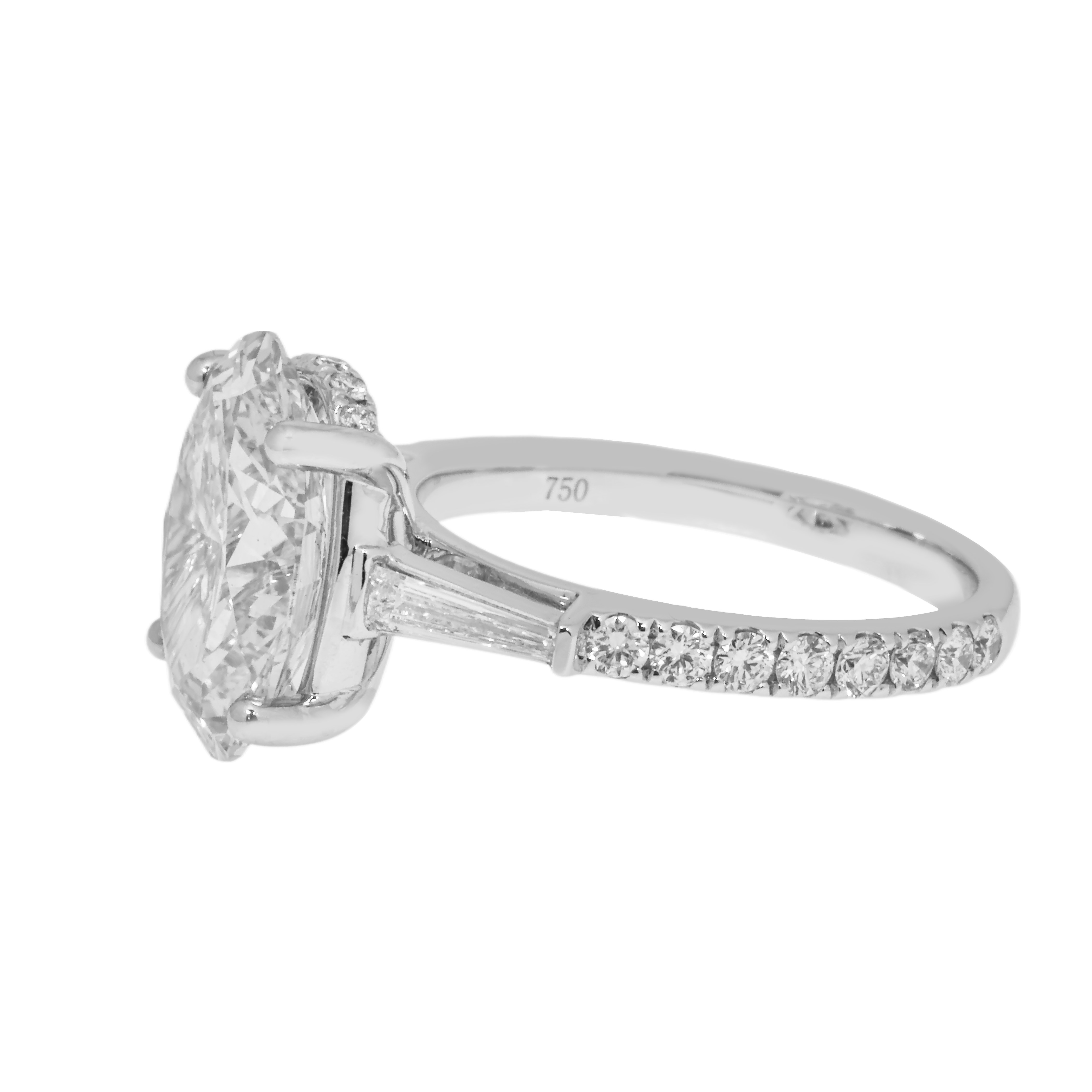 18K White Gold 4.35Ct Oval Cut Diamond Engagement Ring 5.11Ctw Bridal