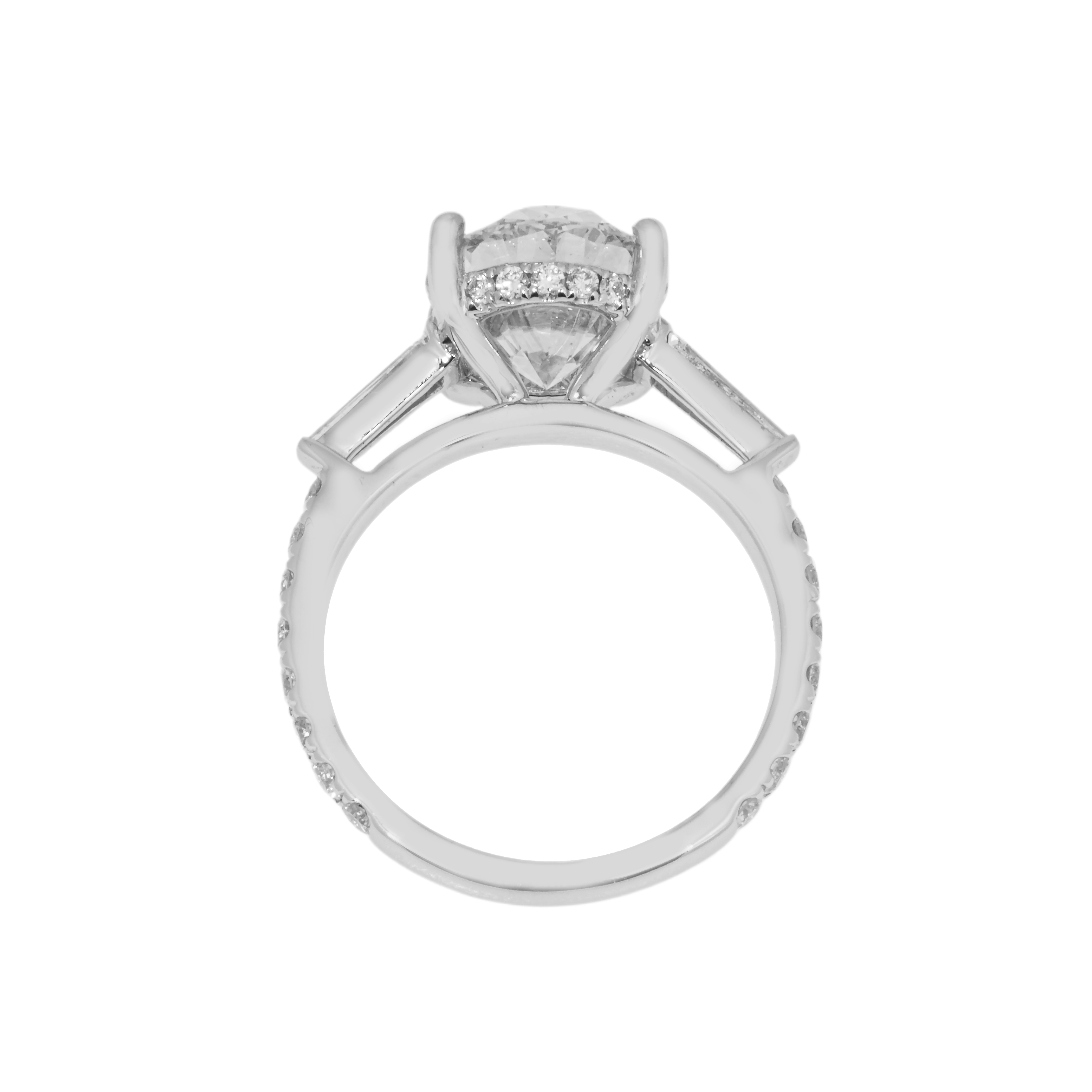 18K White Gold 4.35Ct Oval Cut Diamond Engagement Ring 5.11Ctw Bridal