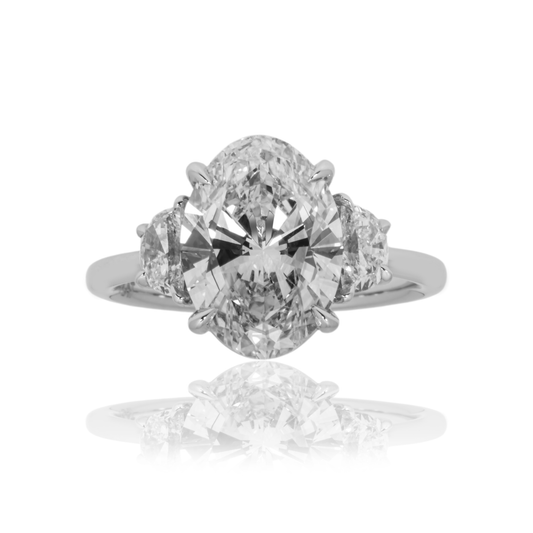 Platinum 3.72ct Oval Cut Triple Diamond Engagement Ring 4.23ctw