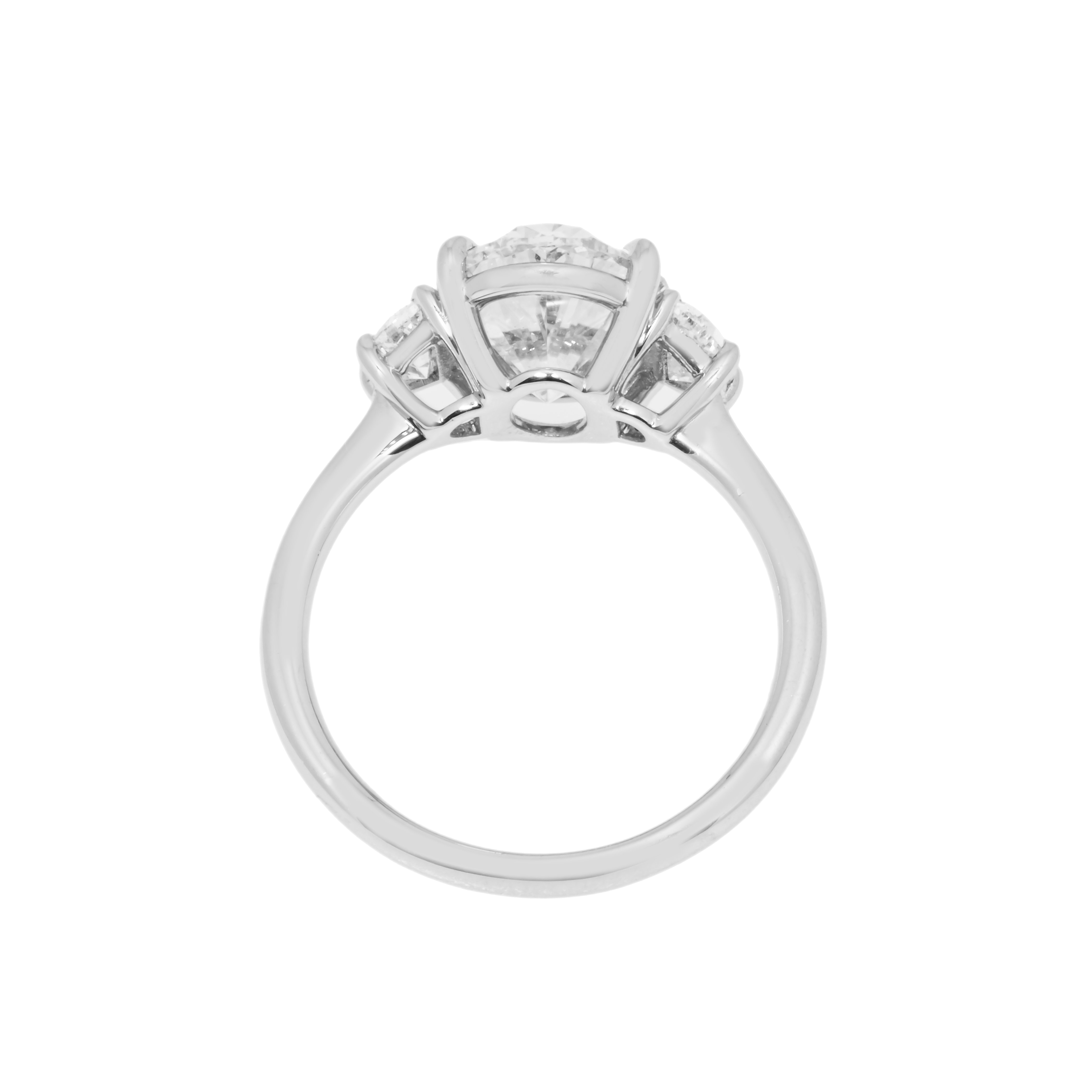 Platinum 3.72Ct Oval Cut Triple Diamond Engagement Ring 4.23Ctw Bridal