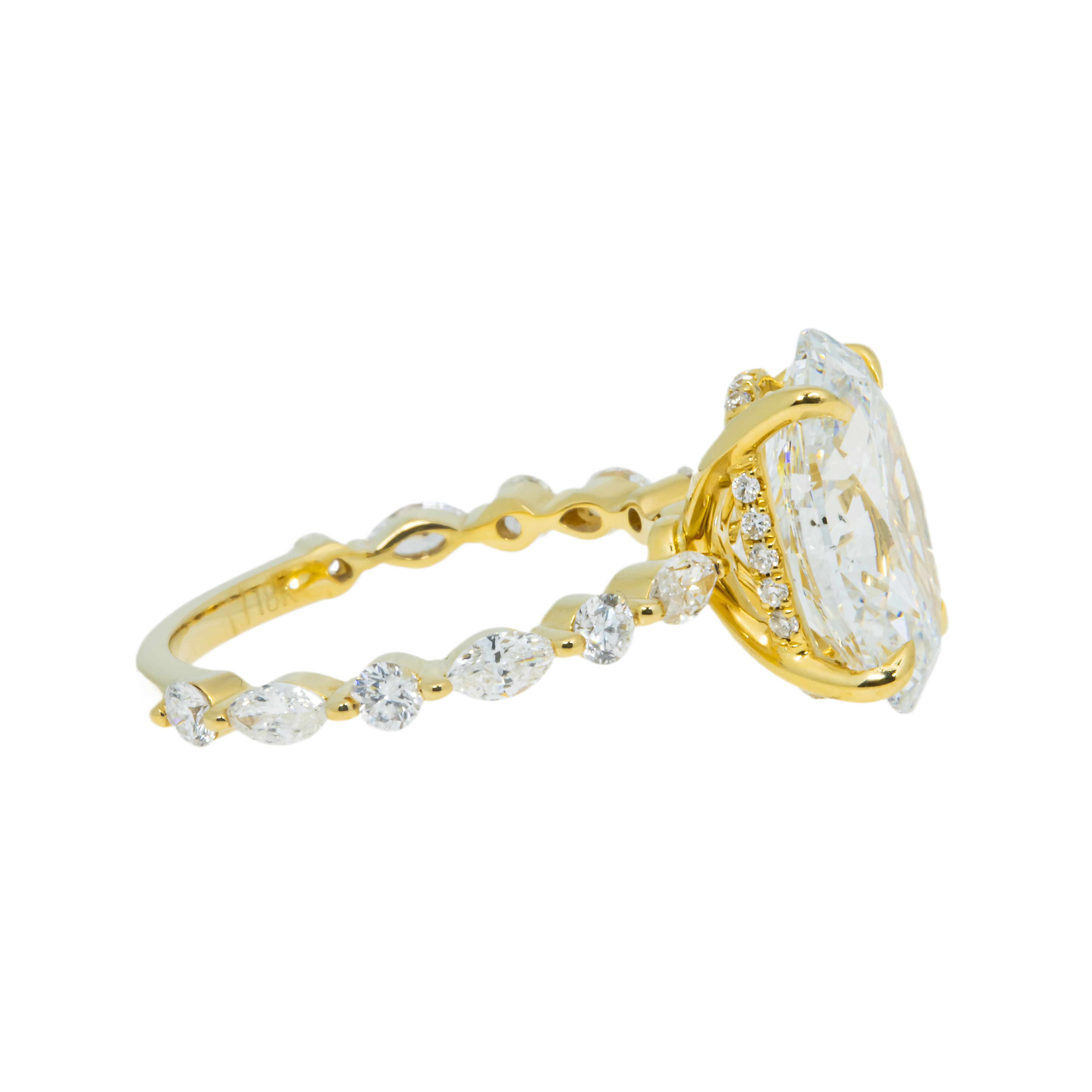 18K Yellow Gold 4Ct Oval Cut Diamond Engagement Ring 4.80Ctw Bridal