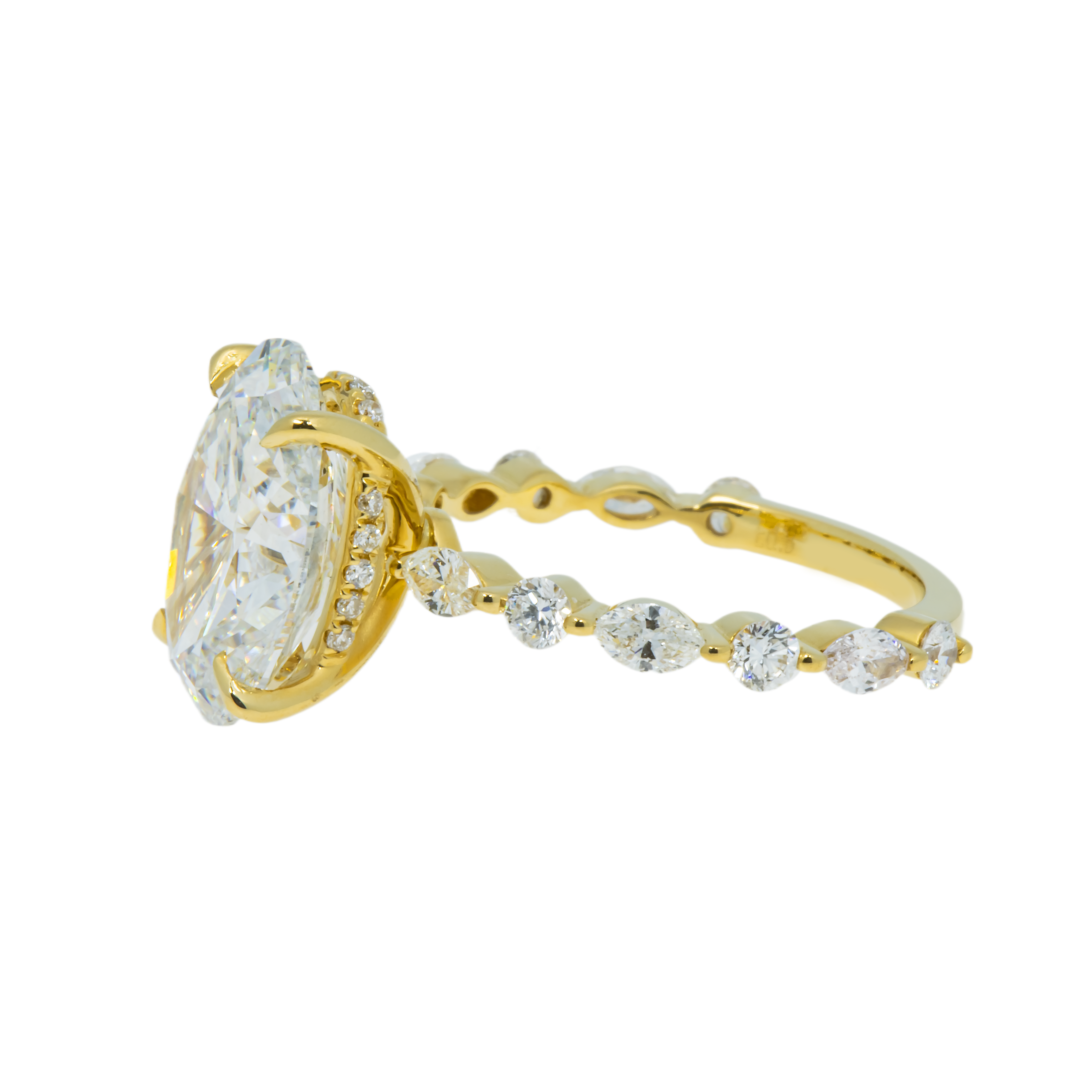 18K Yellow Gold 4Ct Oval Cut Diamond Engagement Ring 4.80Ctw Bridal