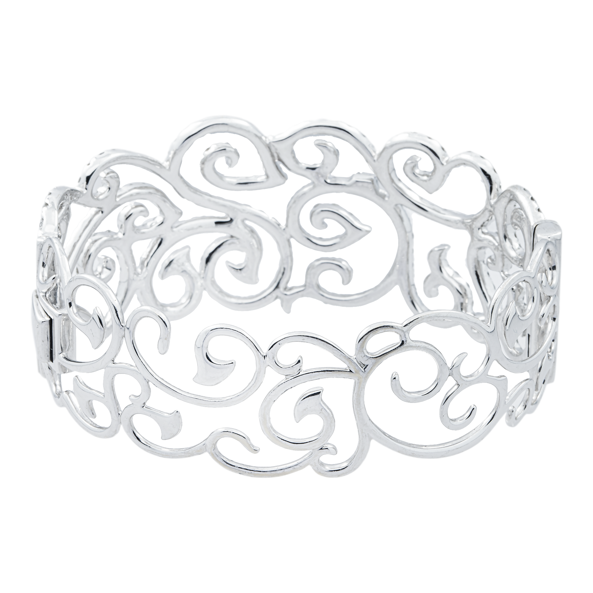 14K White Gold Round Diamond Bangle Bracelet 7.48ct