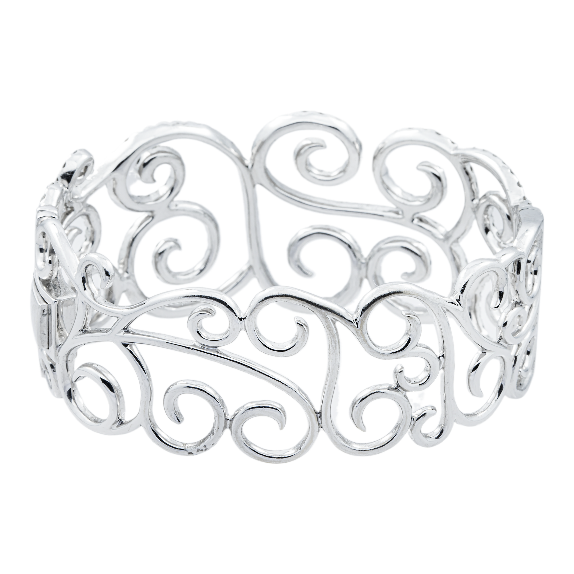 14K White Gold Round Diamond Bangle Bracelet 7.30ct