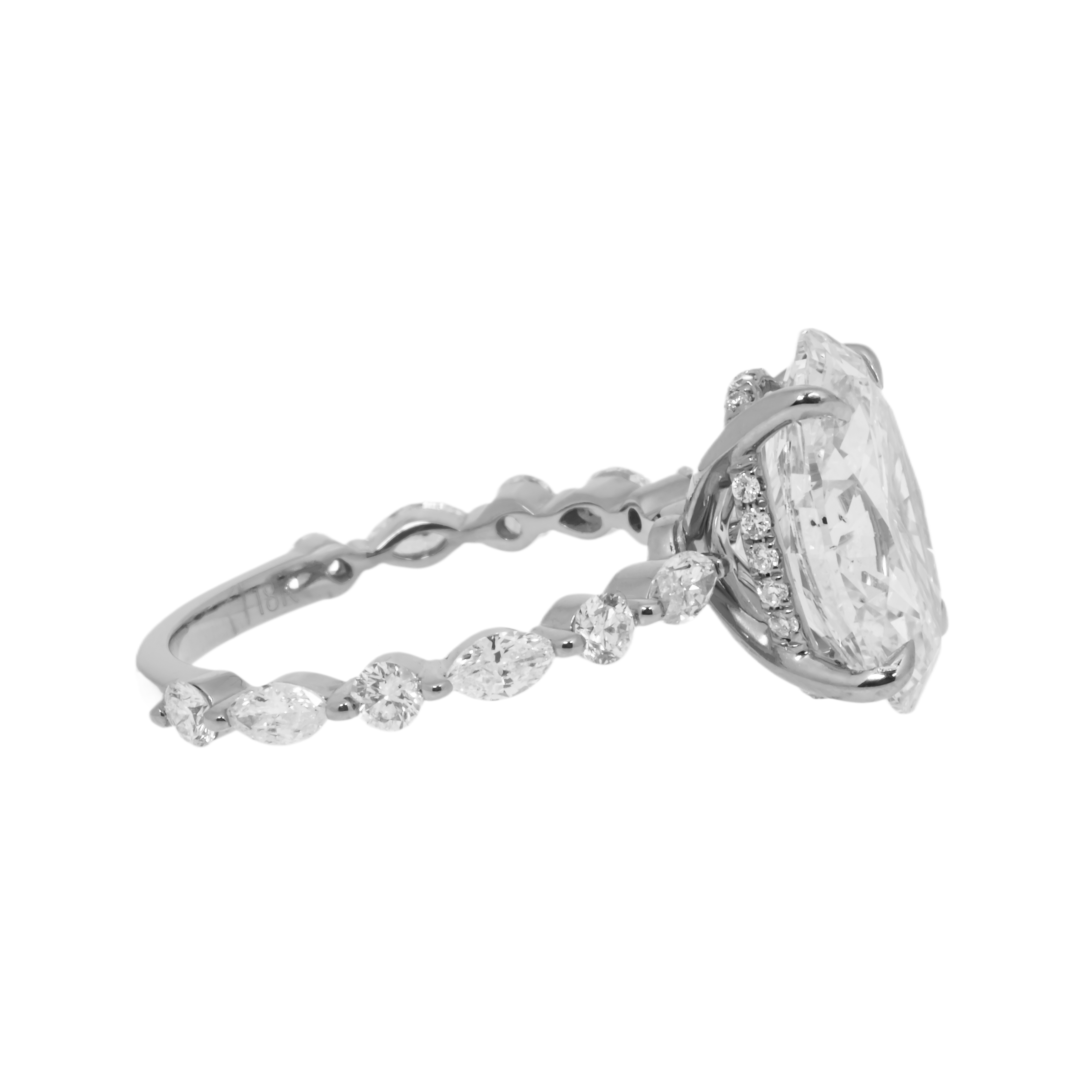 Gia 18K White Gold 4Ct Oval Cut Diamond Engagement Ring 5Ctw Bridal